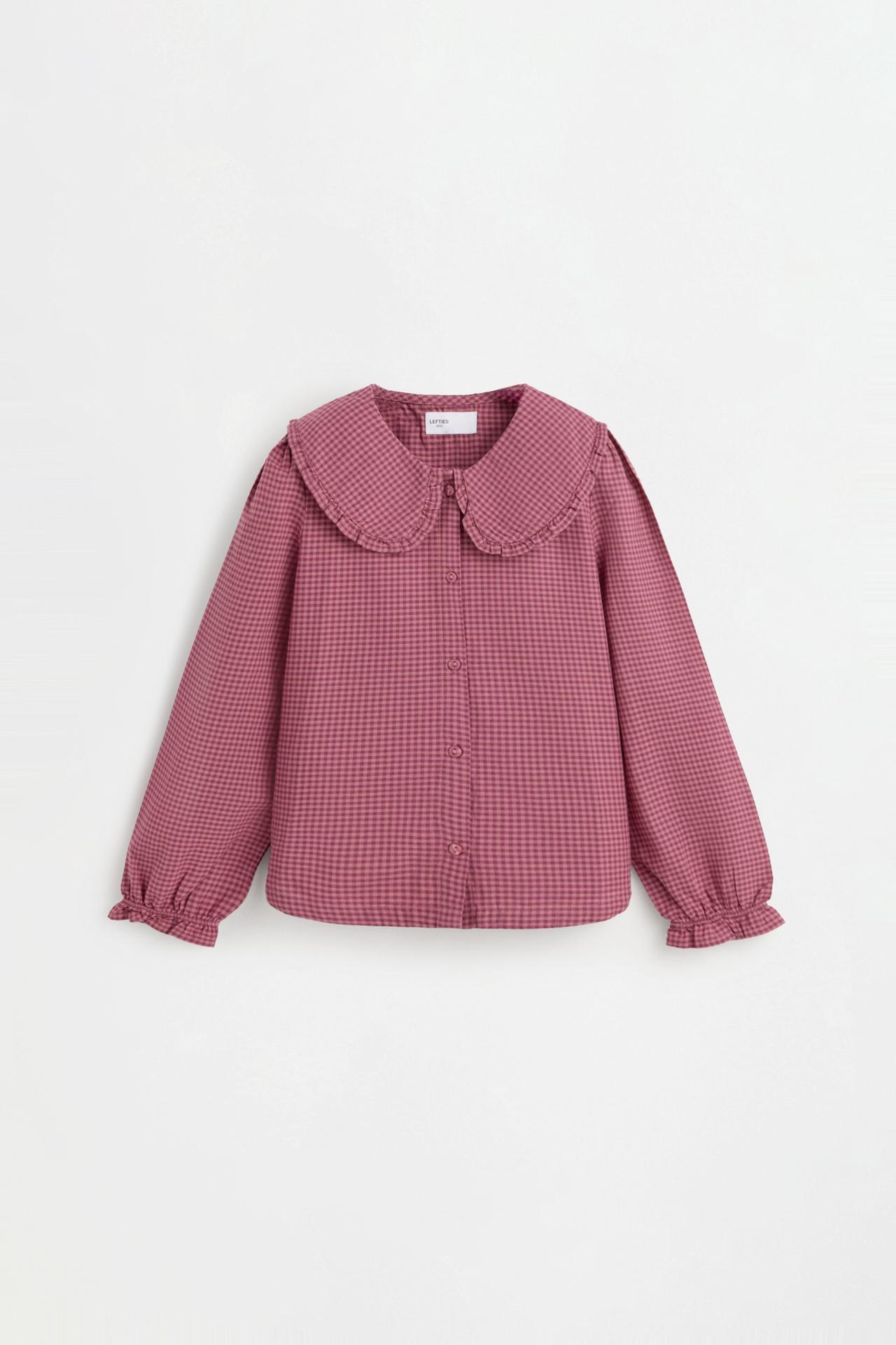 Plaid Peter Pan collar shirt — DARK PINK