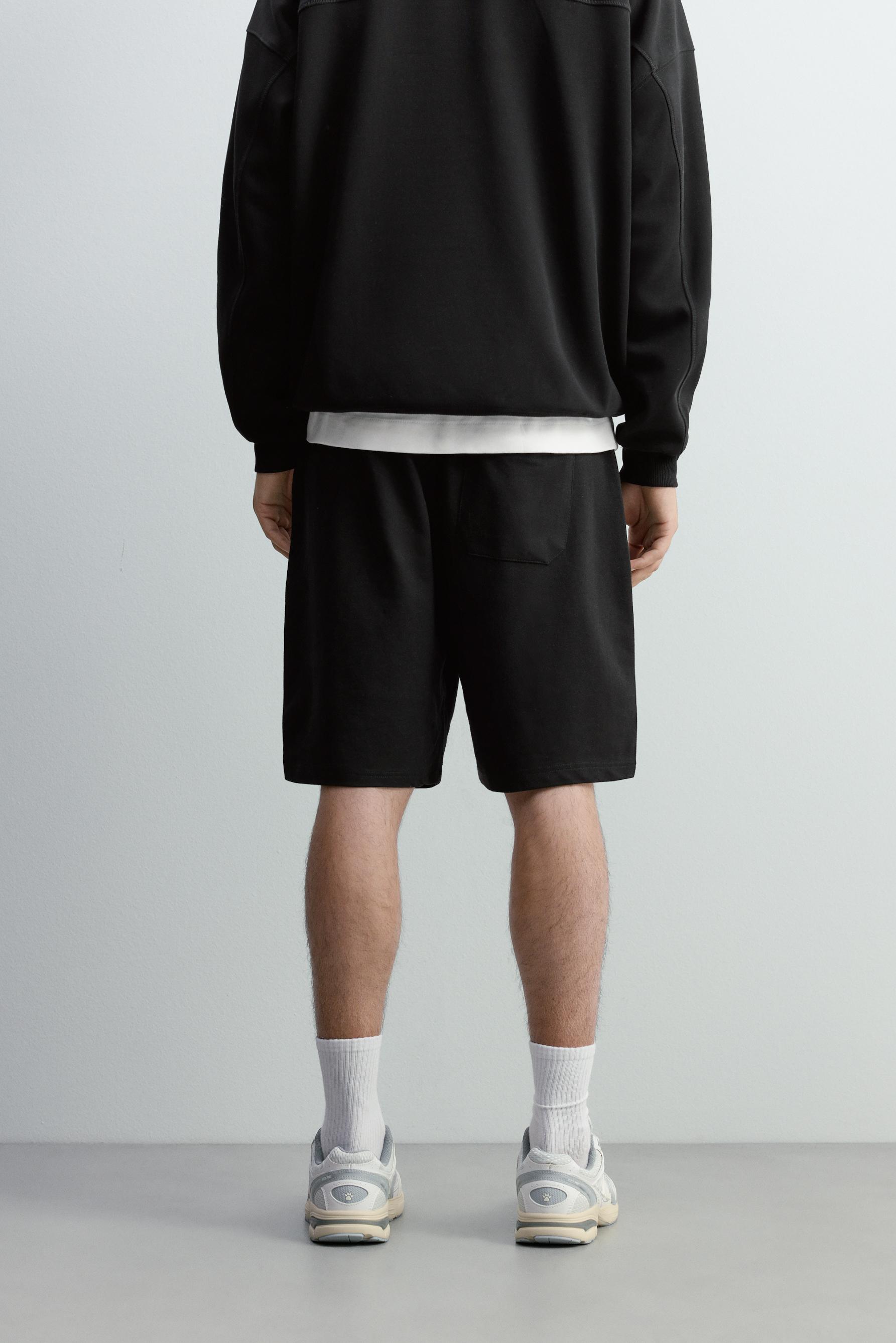 Basic tracksuit Bermuda shorts — BLACK
