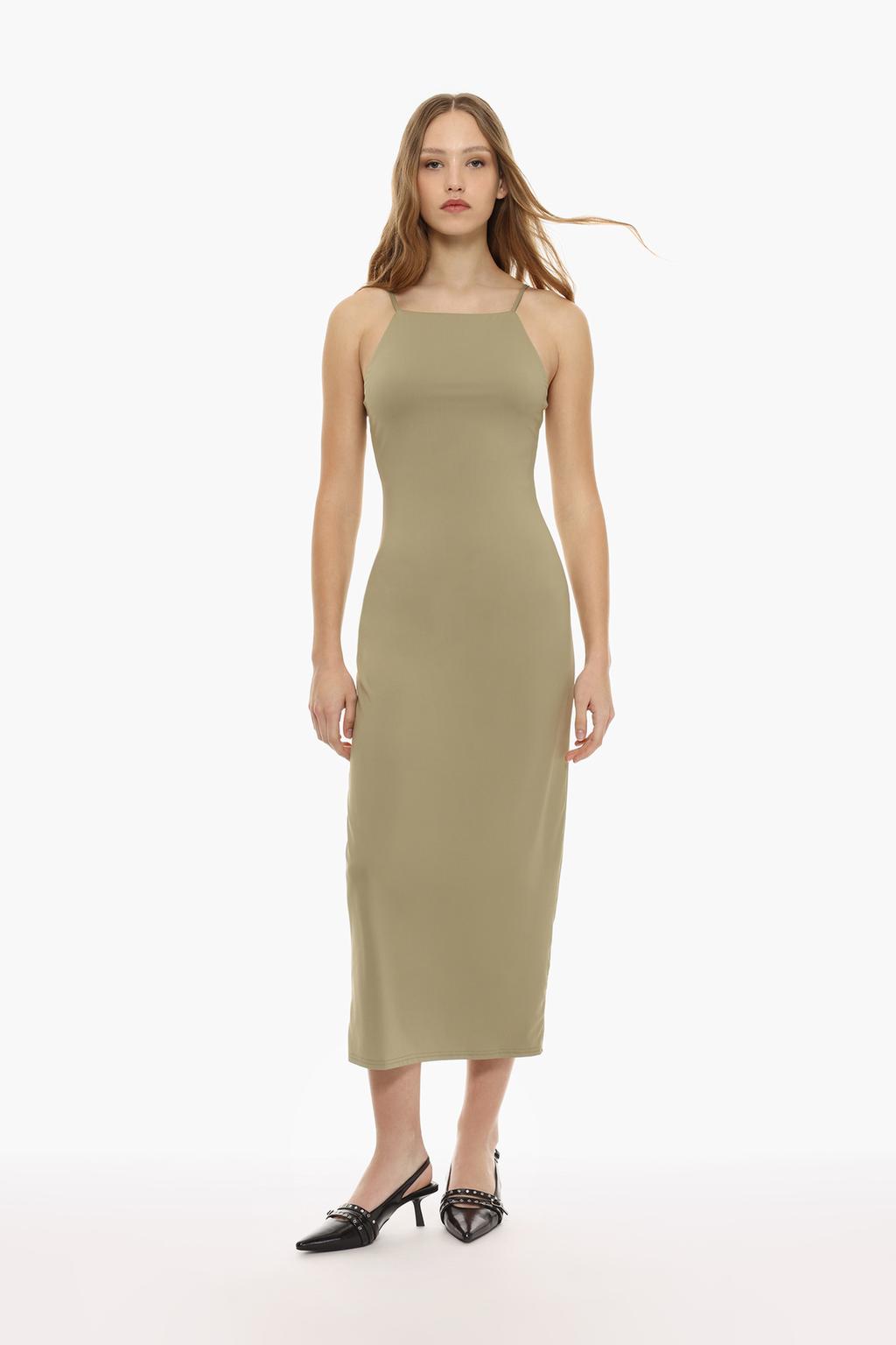 Midi dress with thin straps