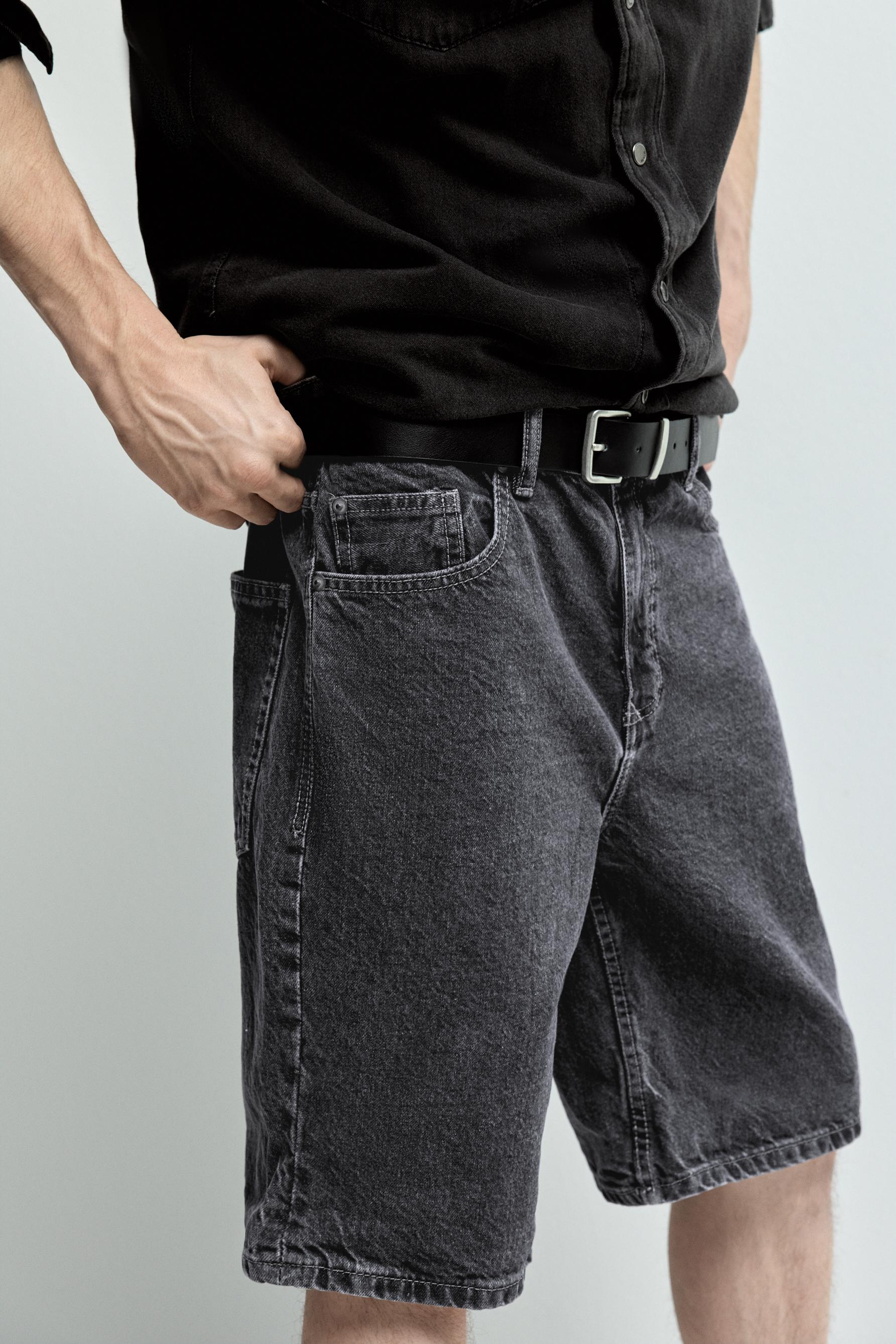 Regular fit denim Bermuda shorts — CHARCOAL