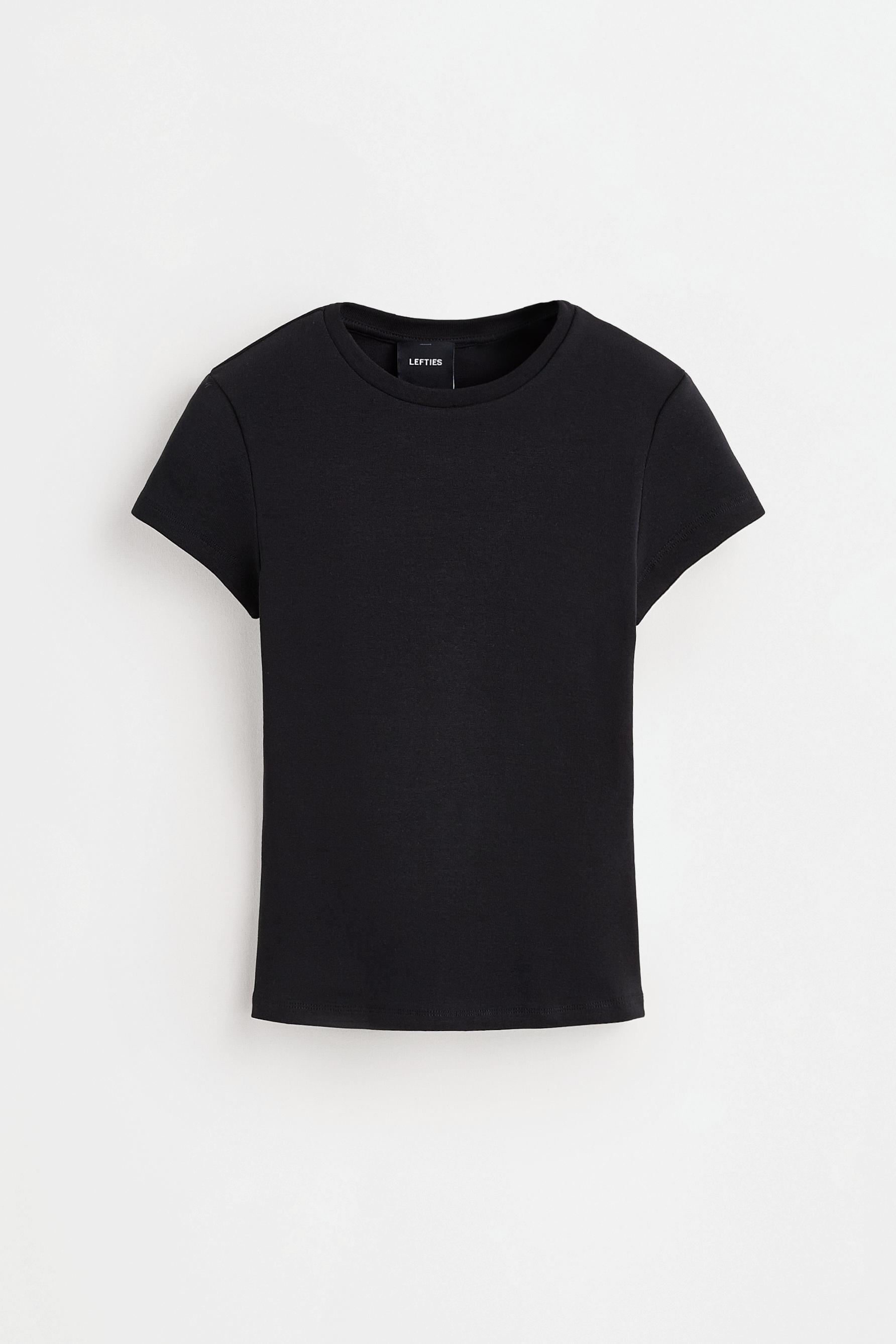Ribbed T-shirt — BLACK