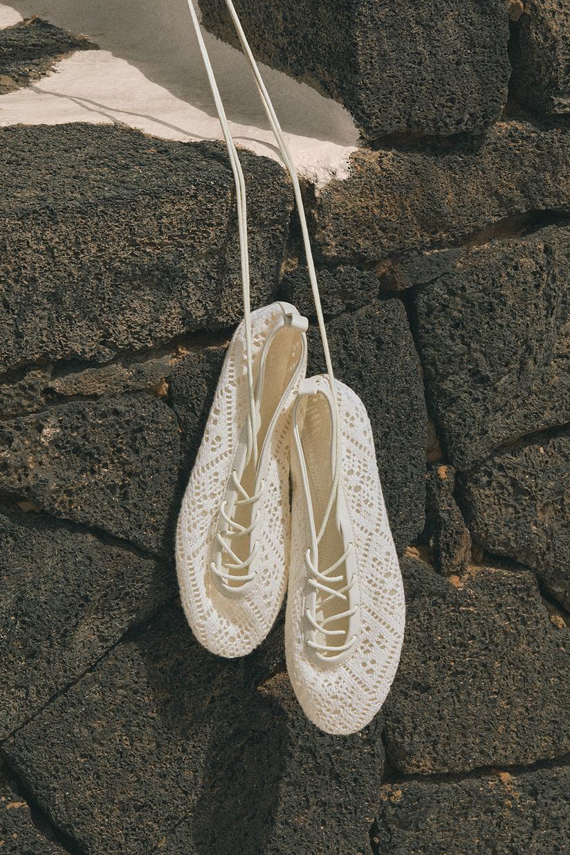 Braided effect ballet flats — ECRU