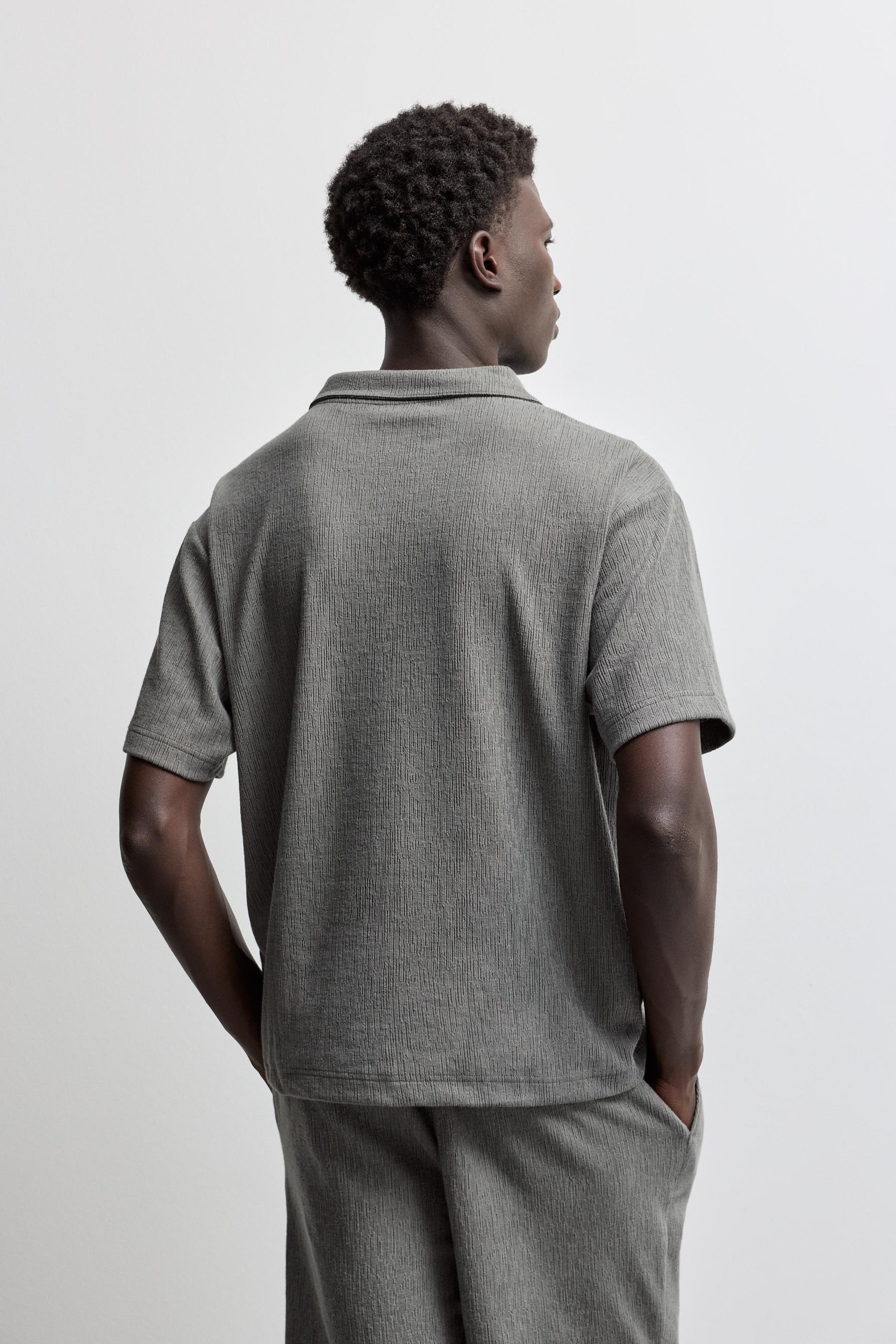 Rustic texture polo shirt — MEDIUM GREEN