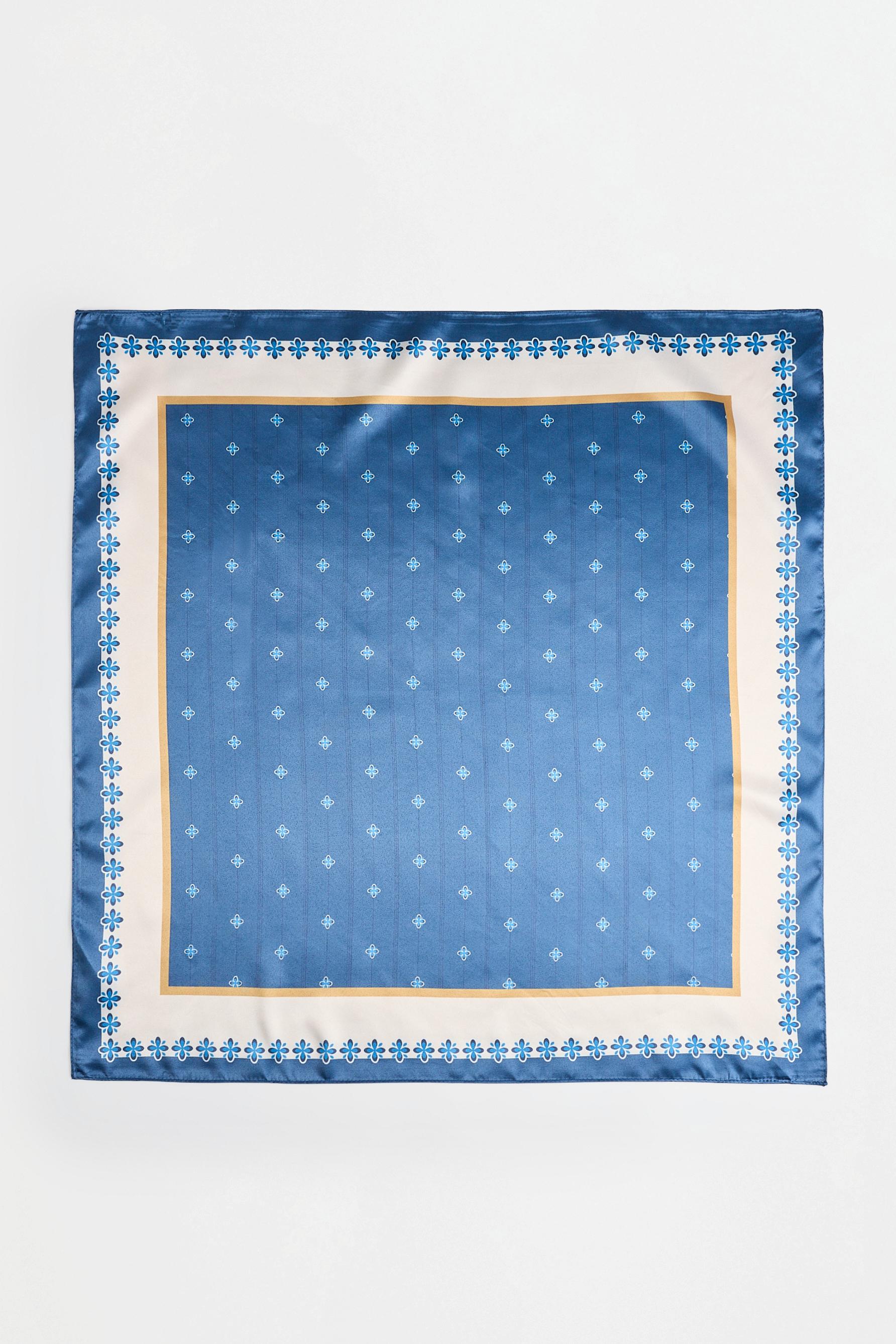 Printed satin scarf — DARK BLUE