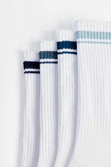 Striped Long Socks (Pack of 4) — BLUISH GREEN 7