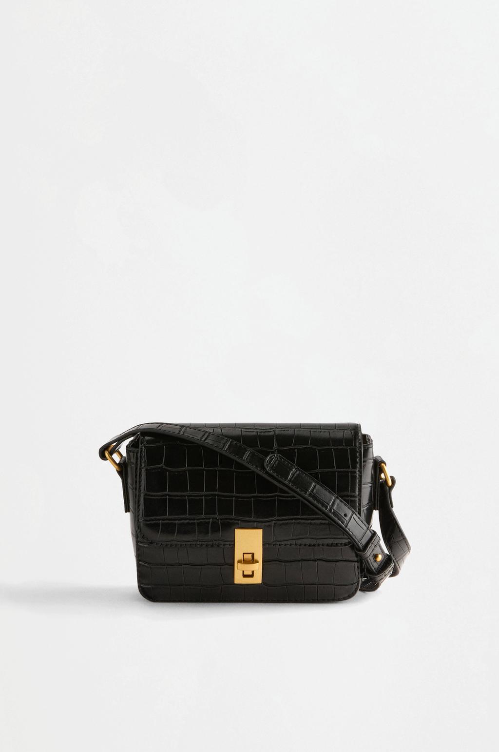 Croc-effect crossbody bag