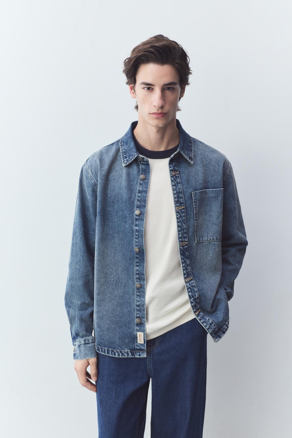 Denim overshirt with pocket