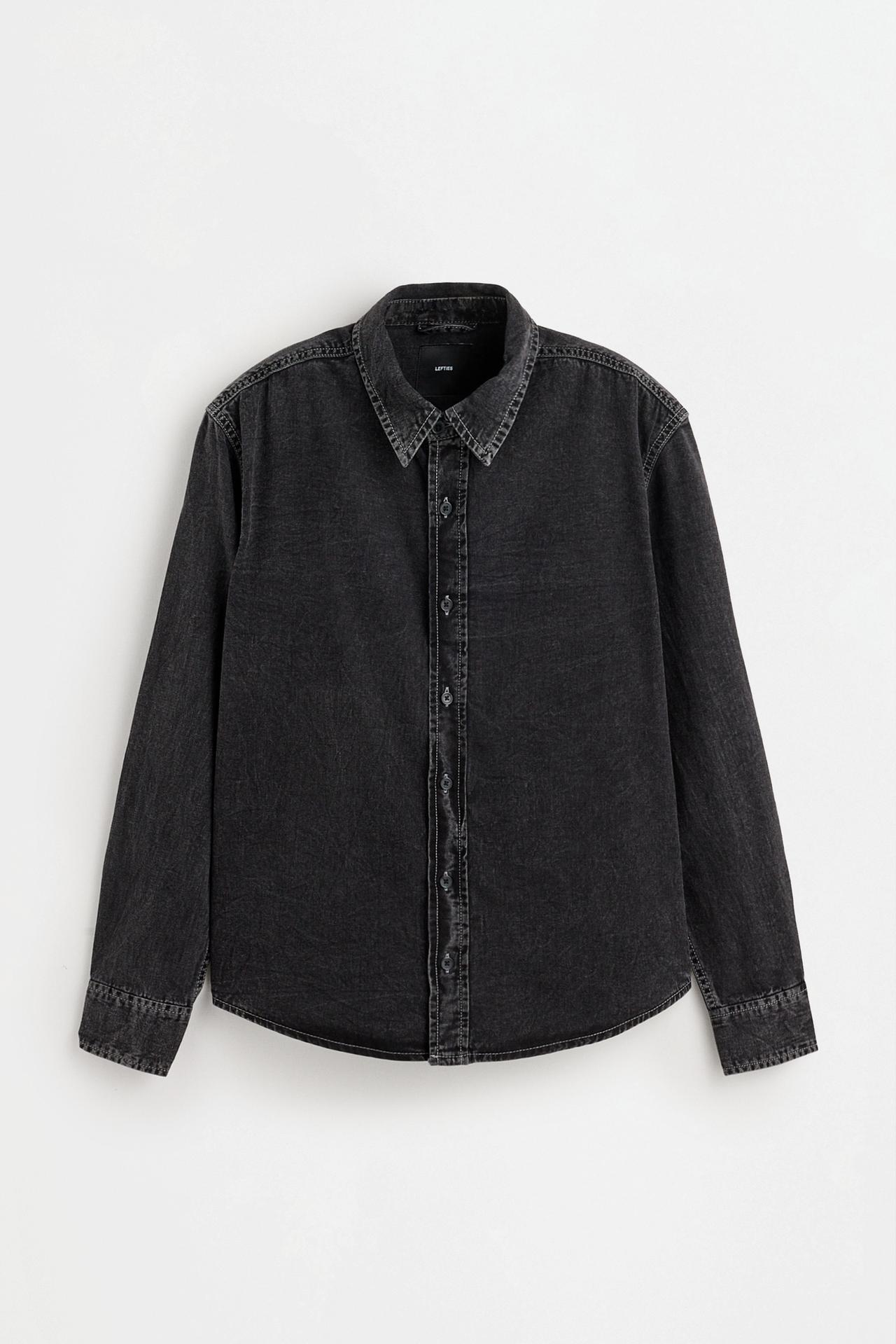 Oversize denim shirt — BLACK
