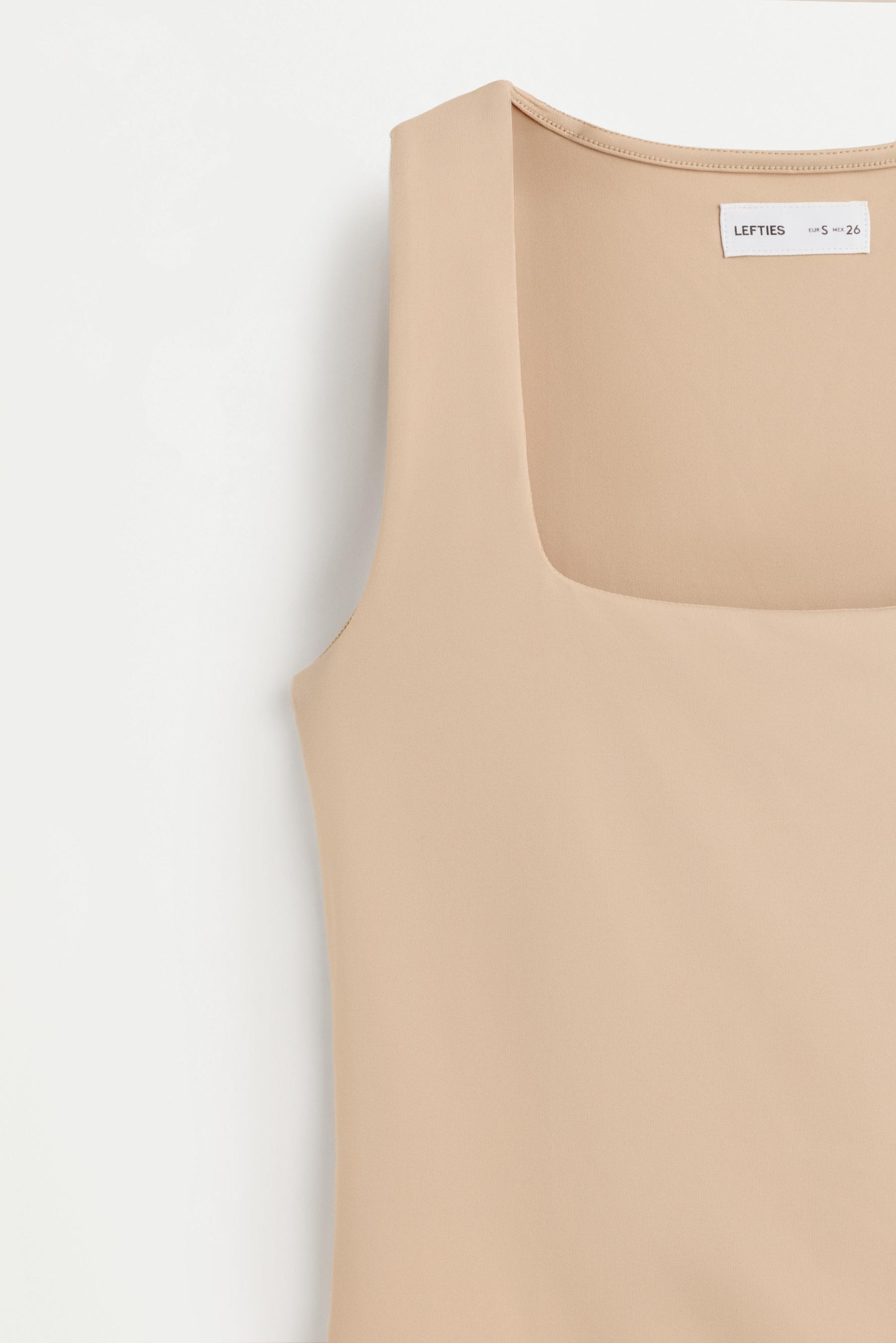 Polyamide T-shirt with wide straps — BEIGE