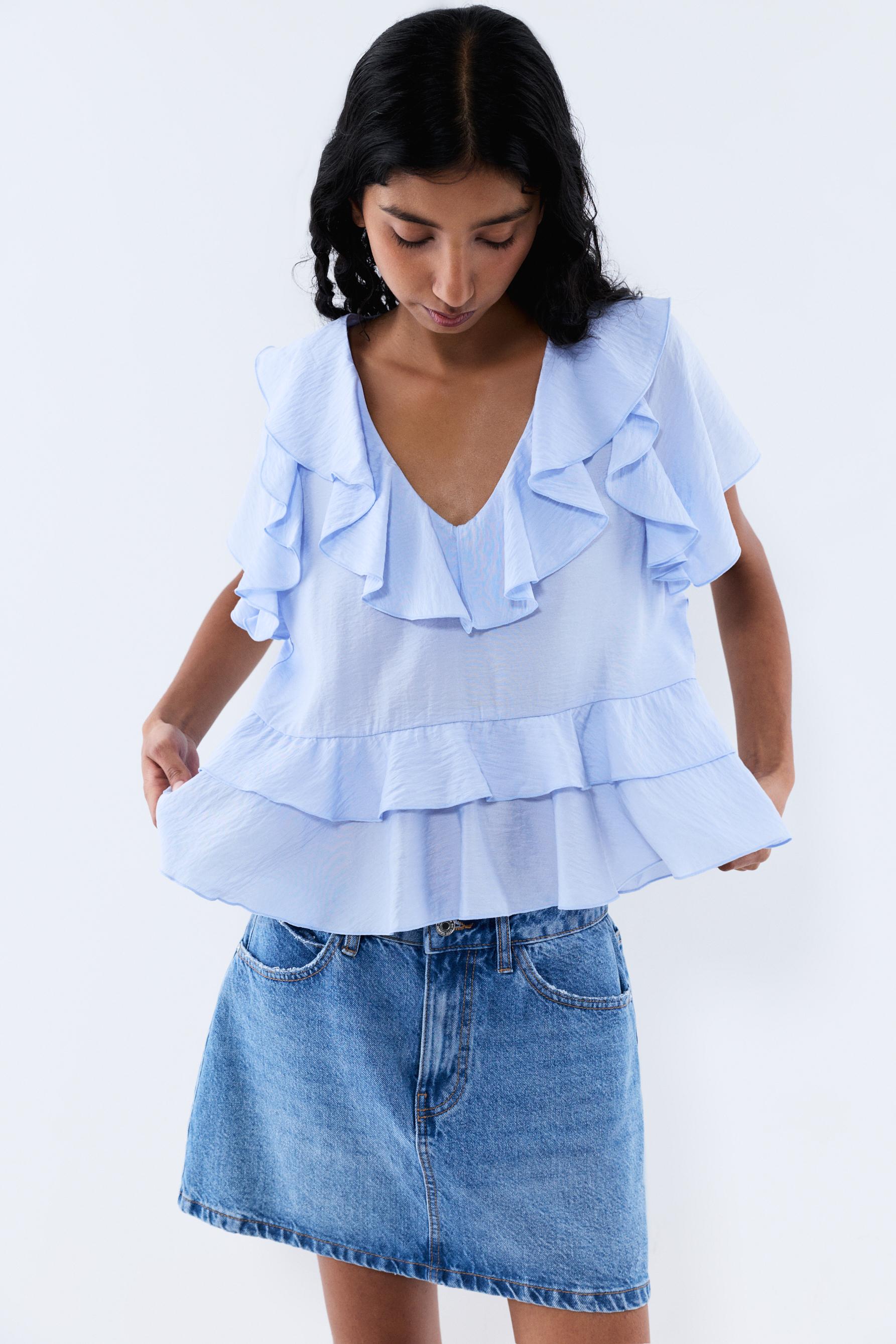 Ruffled Blouse — MEDIUM BLUE