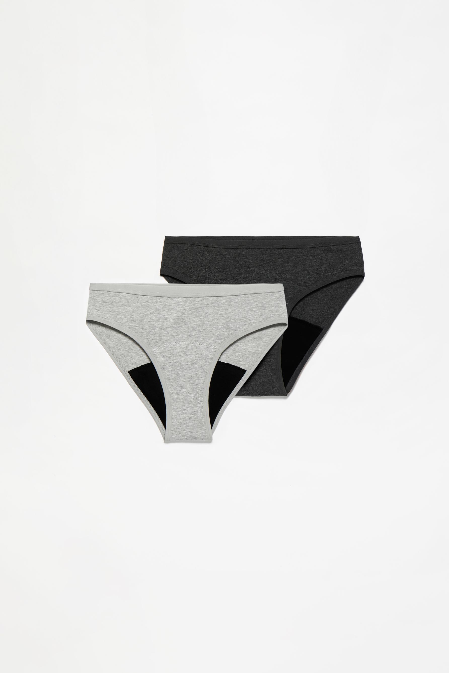 2-pack of cotton period briefs — GREY