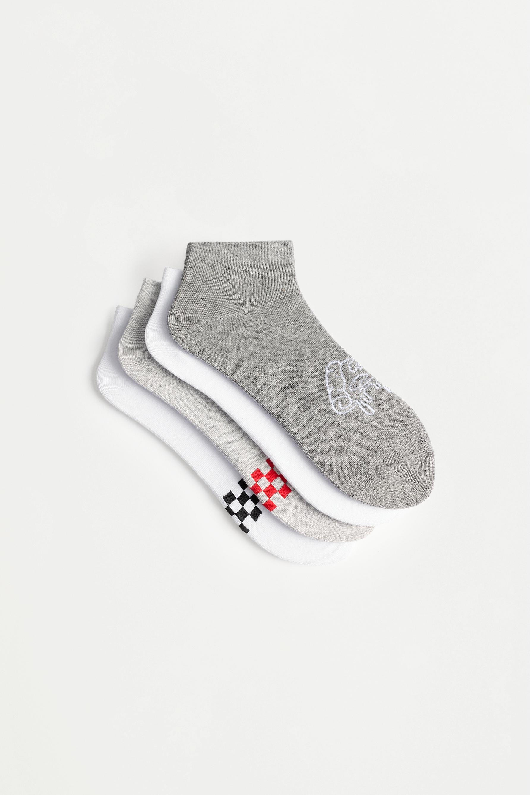 4-pack of printed ankle socks — WHITE