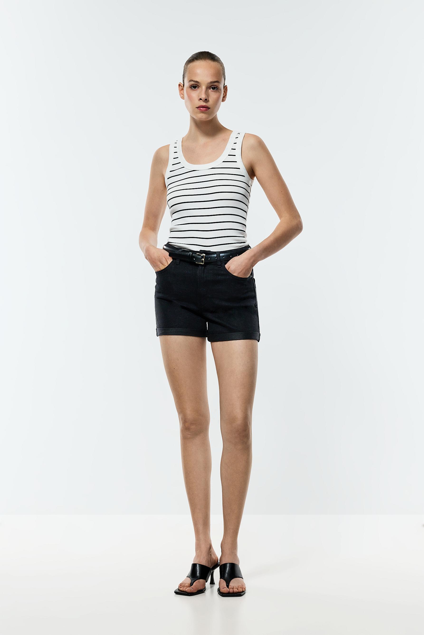 Denim stretch shorts — CHARCOAL