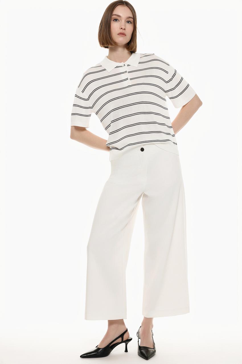 Pantalón Blanco Stradivarius Pantalones Vestir Culottes Blancos El