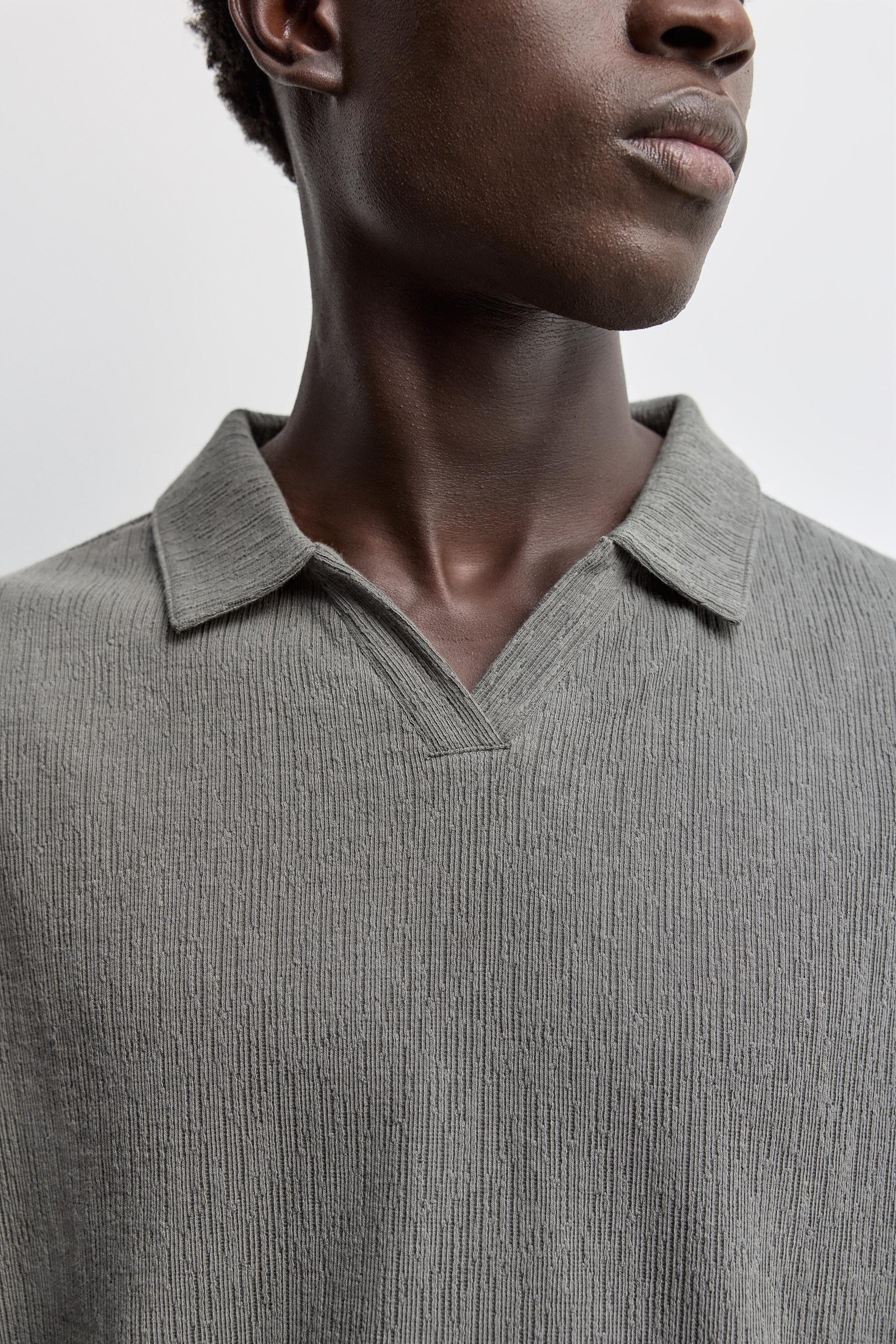 Rustic texture polo shirt — MEDIUM GREEN