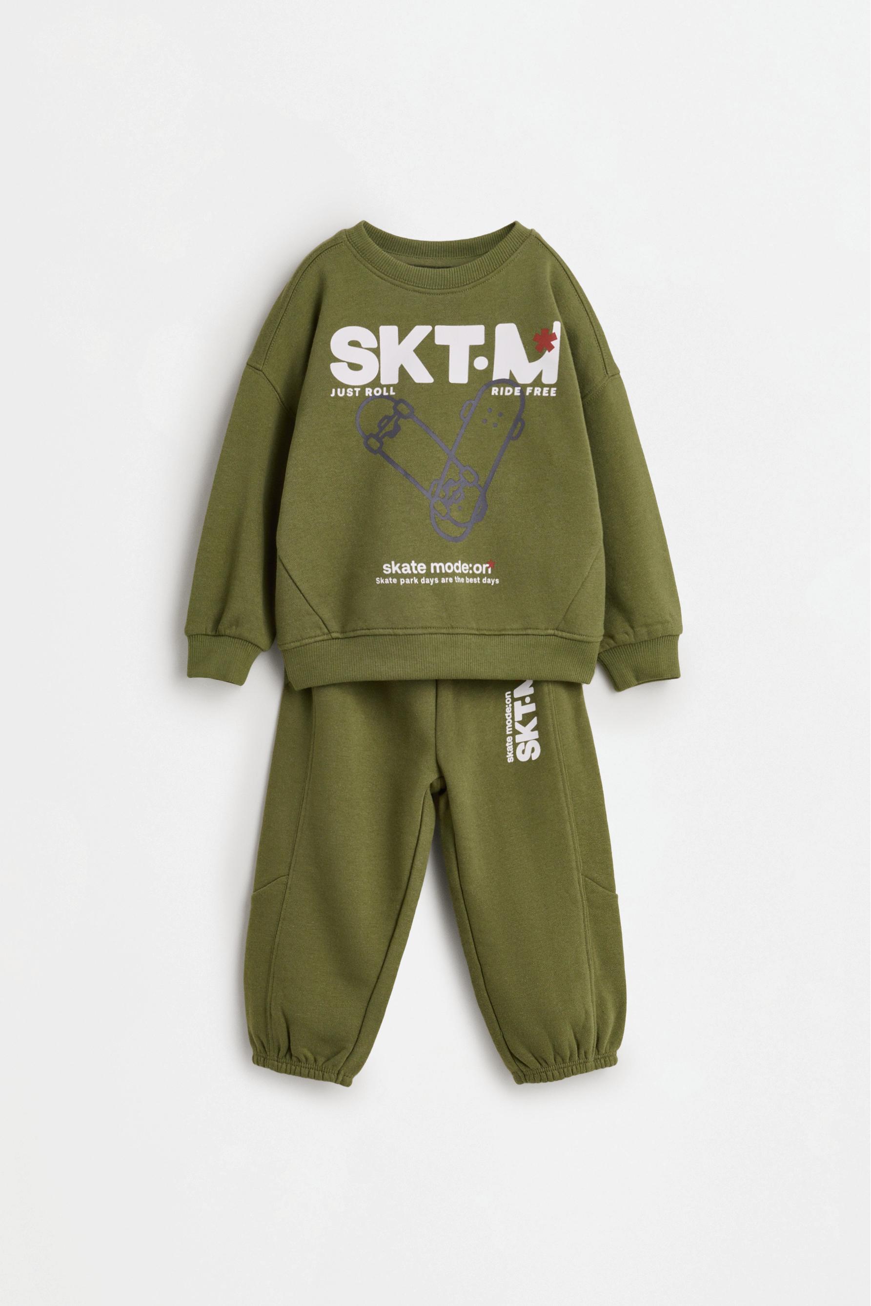 Plush sweatshirt and trousers co-ord — DARK KHAKI
