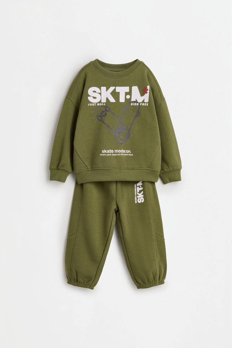 Plush sweatshirt and trousers co-ord — DARK KHAKI