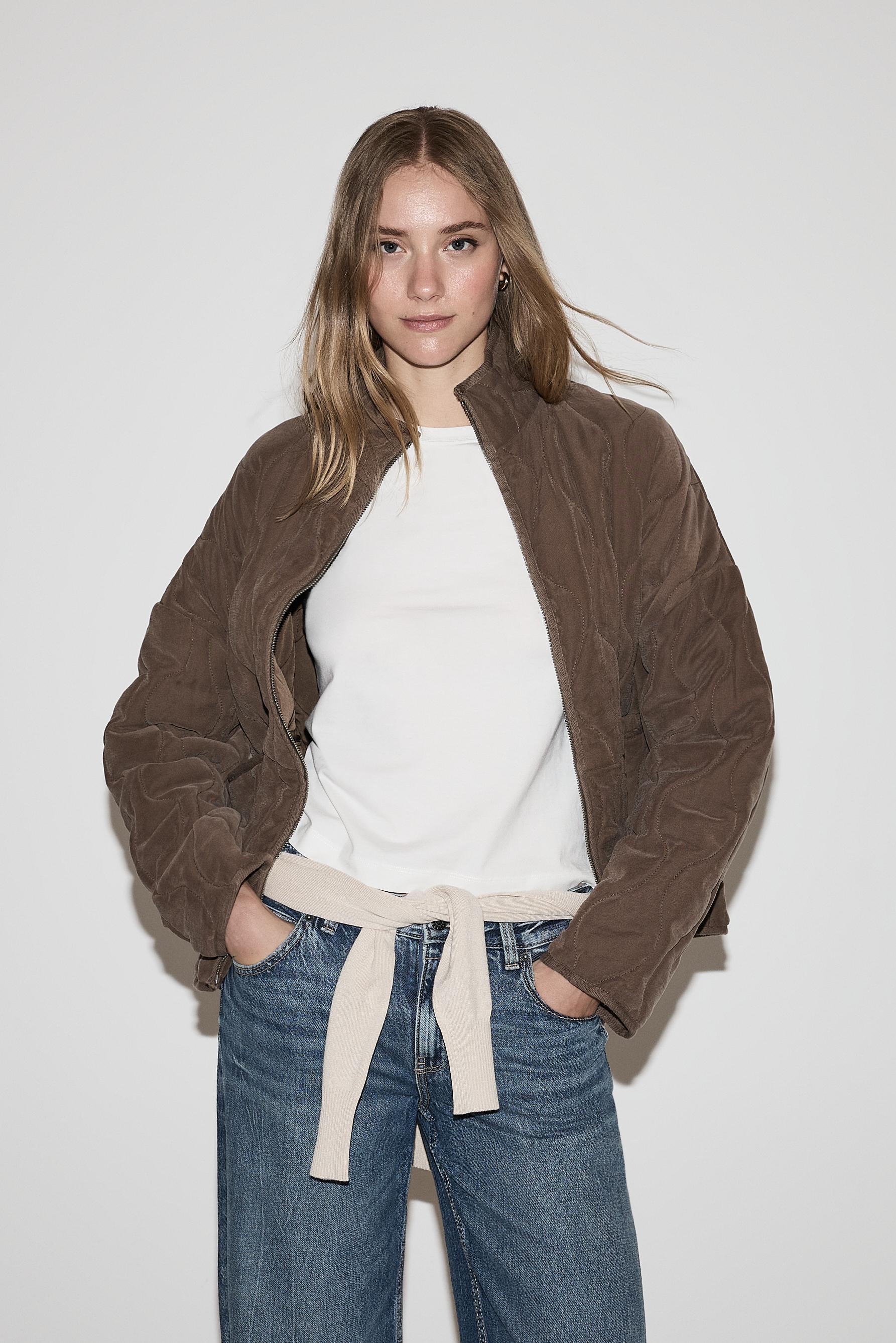 Quilted jacket — PALE BROWN