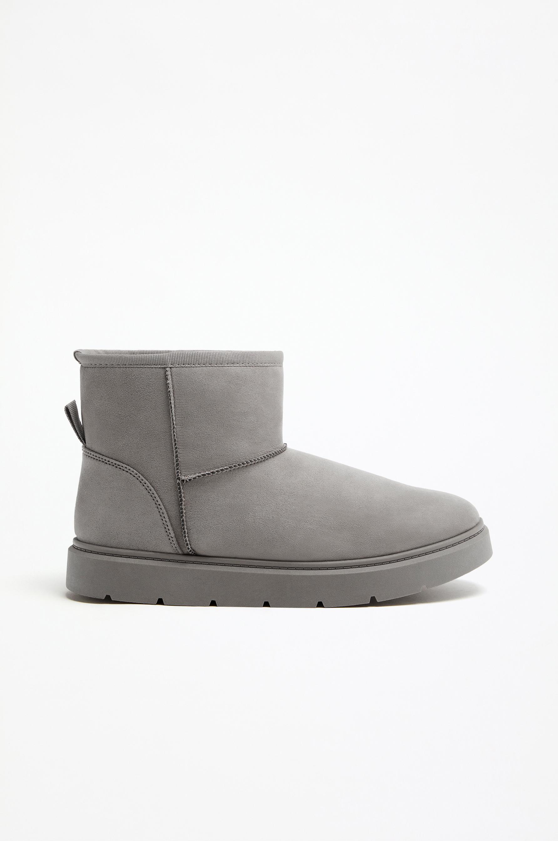 Flat fur ankle boots — GREY