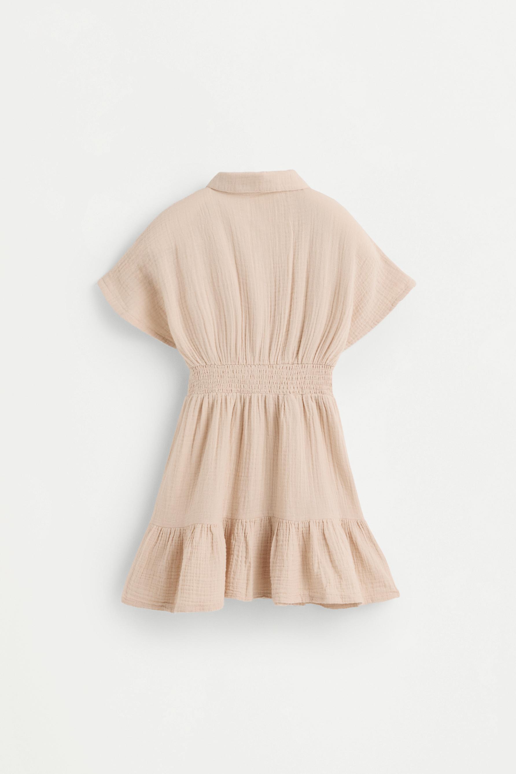 Elastic waist shirt dress — SAND