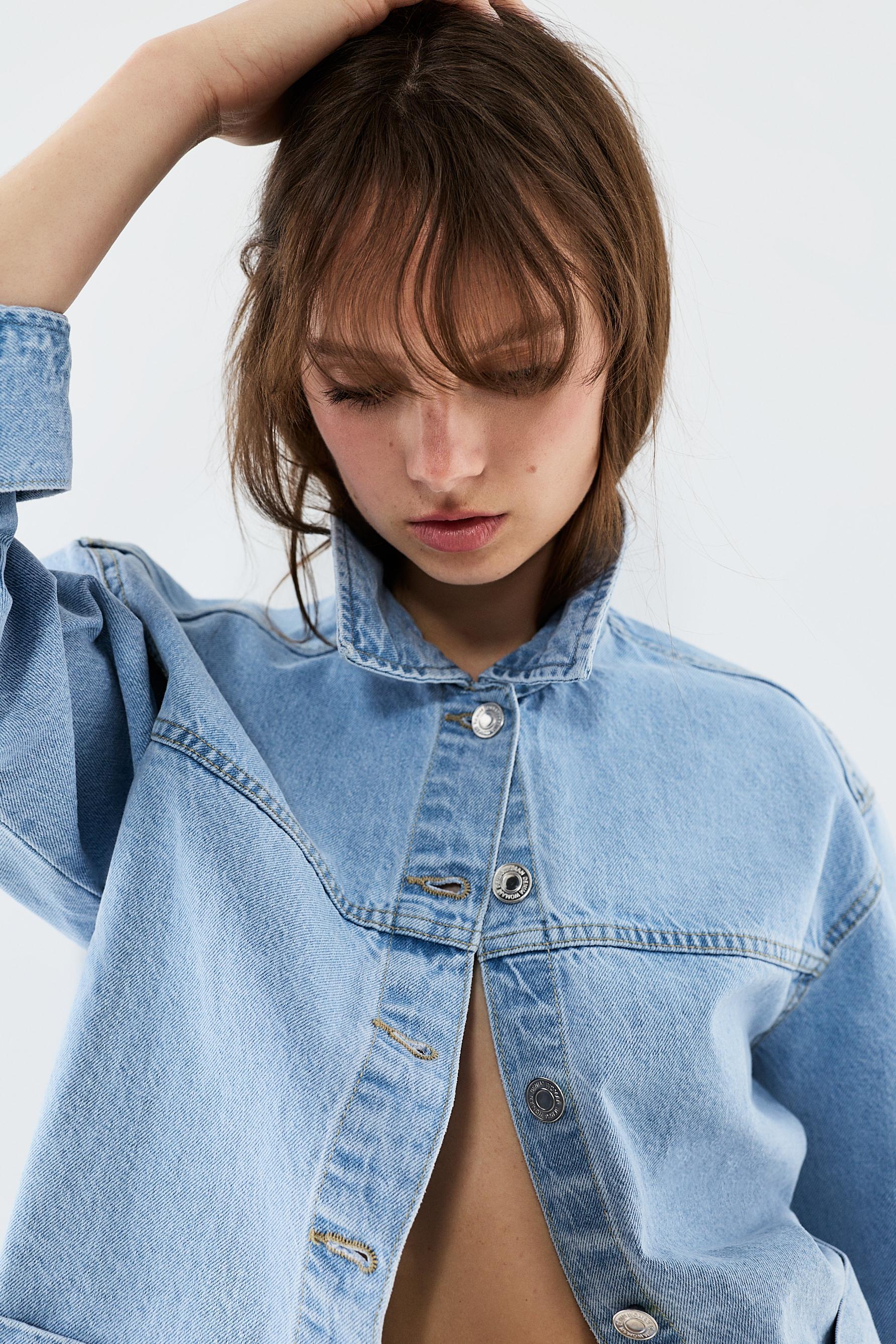 Denim overshirt with pockets — PALE BLUE