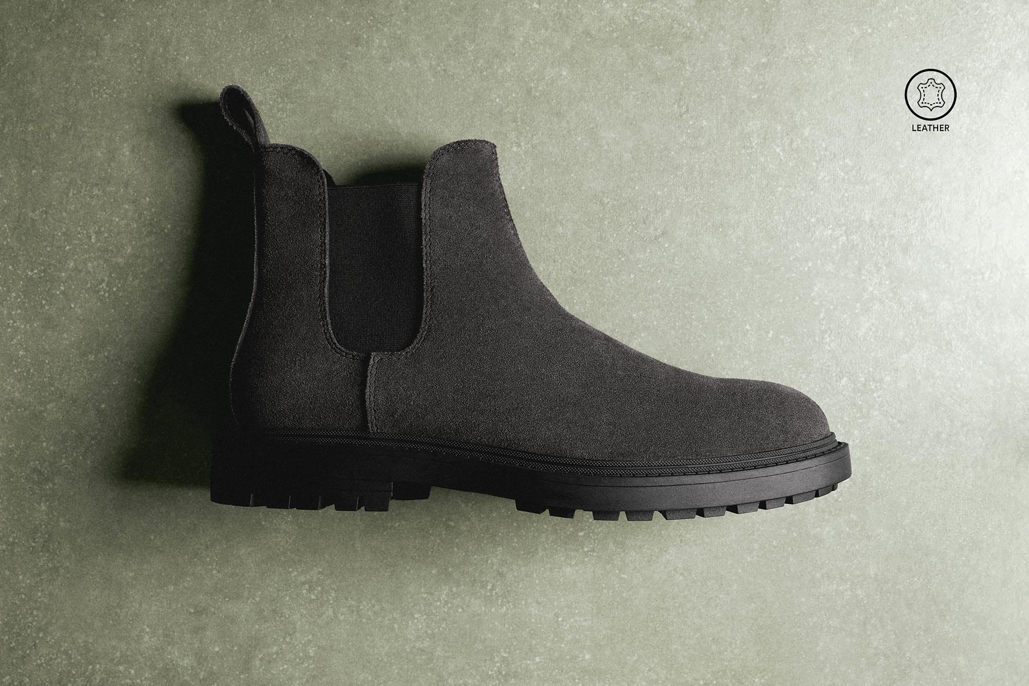 Leather Chelsea ankle boots — GREY