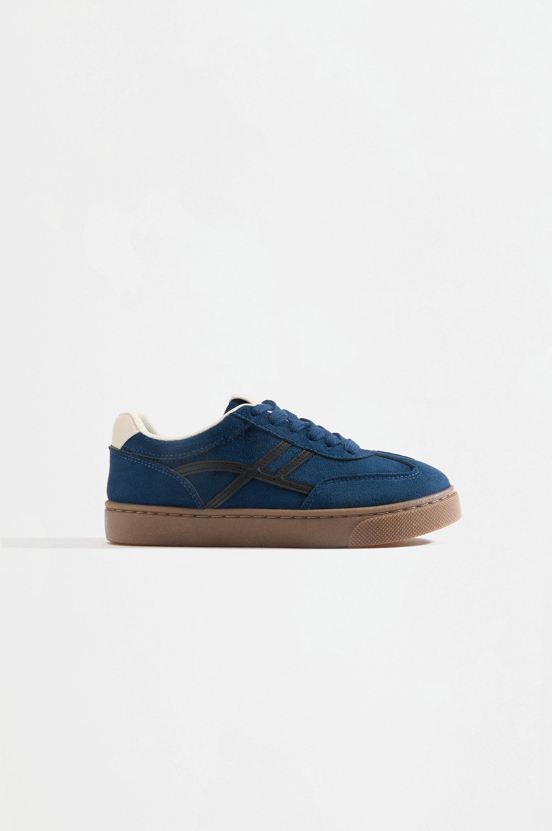 Split suede-effect sneakers — BLUE