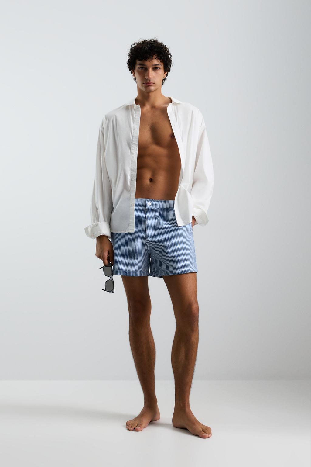 Striped swimming trunks