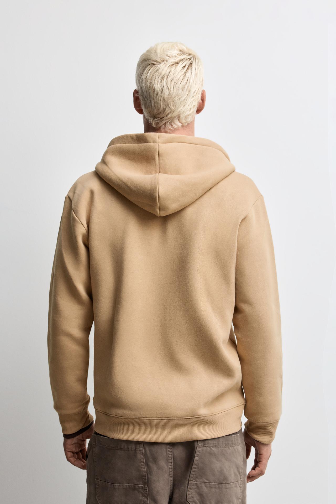 Basic zip-up hoodie — PALE SAND