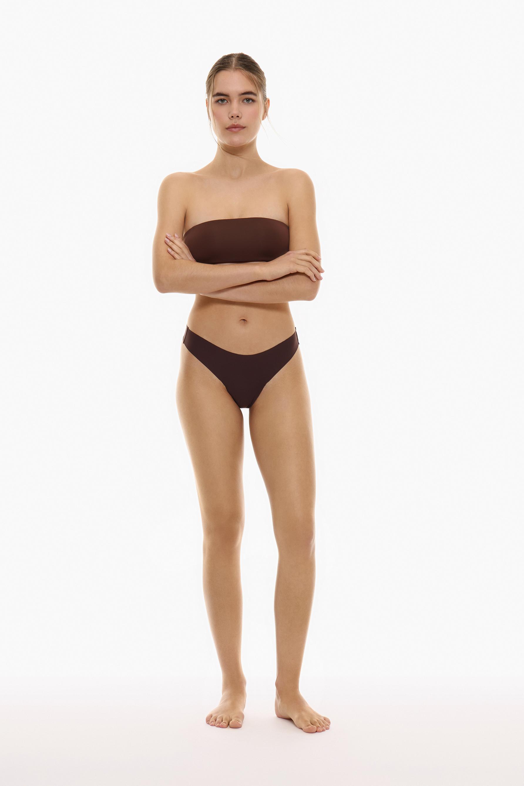 3-Pack of microfibre thongs — DARK BROWN