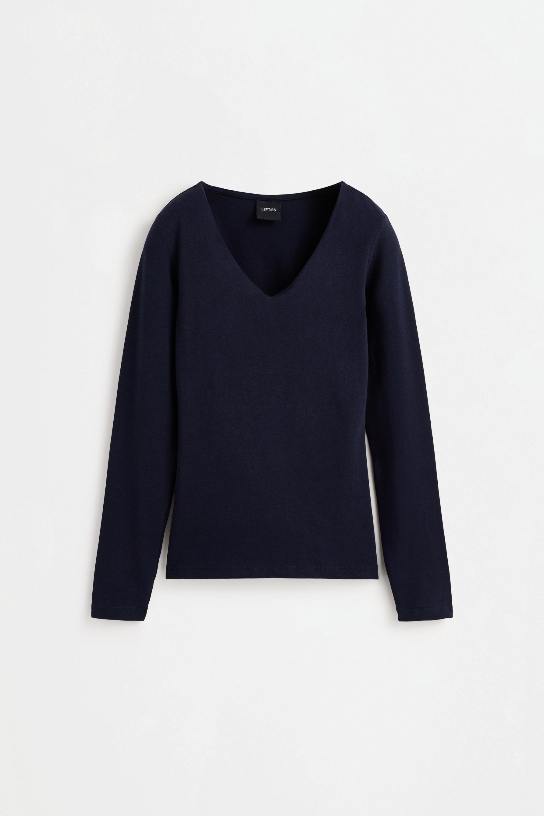 Long sleeve V-neck T-shirt — DARK NAVY