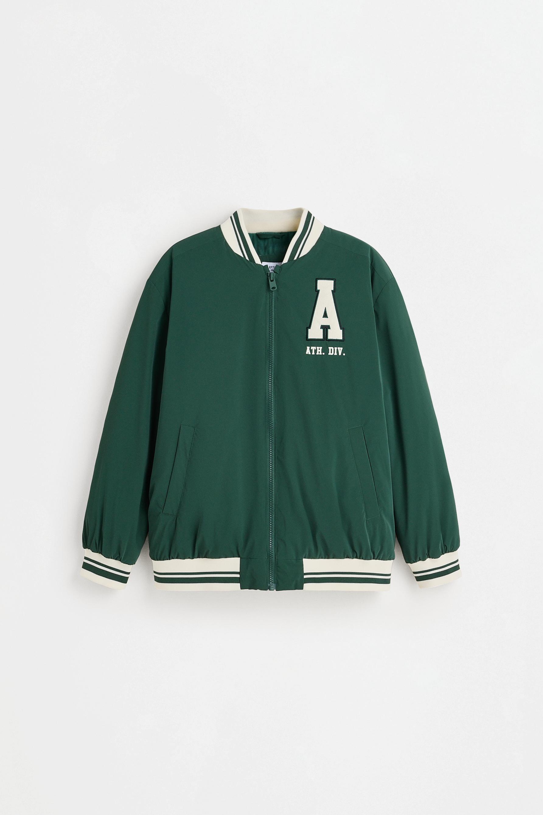 Bomber jacket with patches — TEAL GREEN