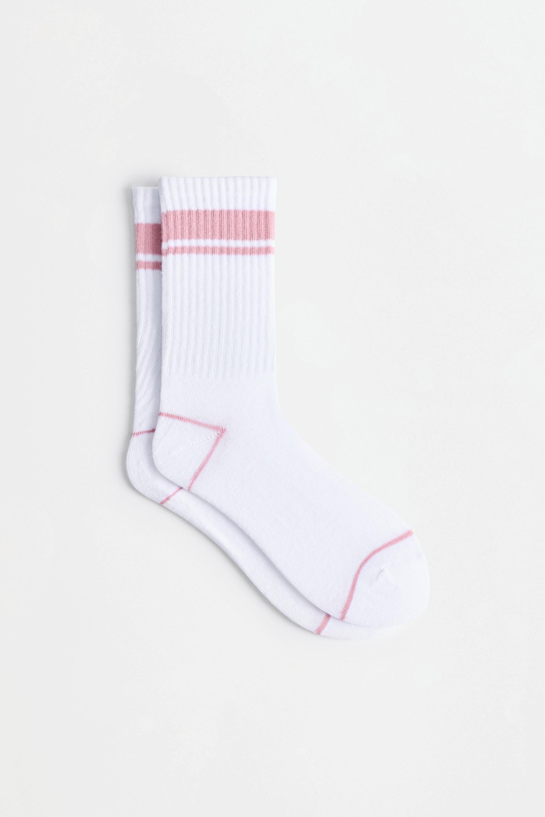 Striped sports socks (5-pack) — PINKISH WHITE