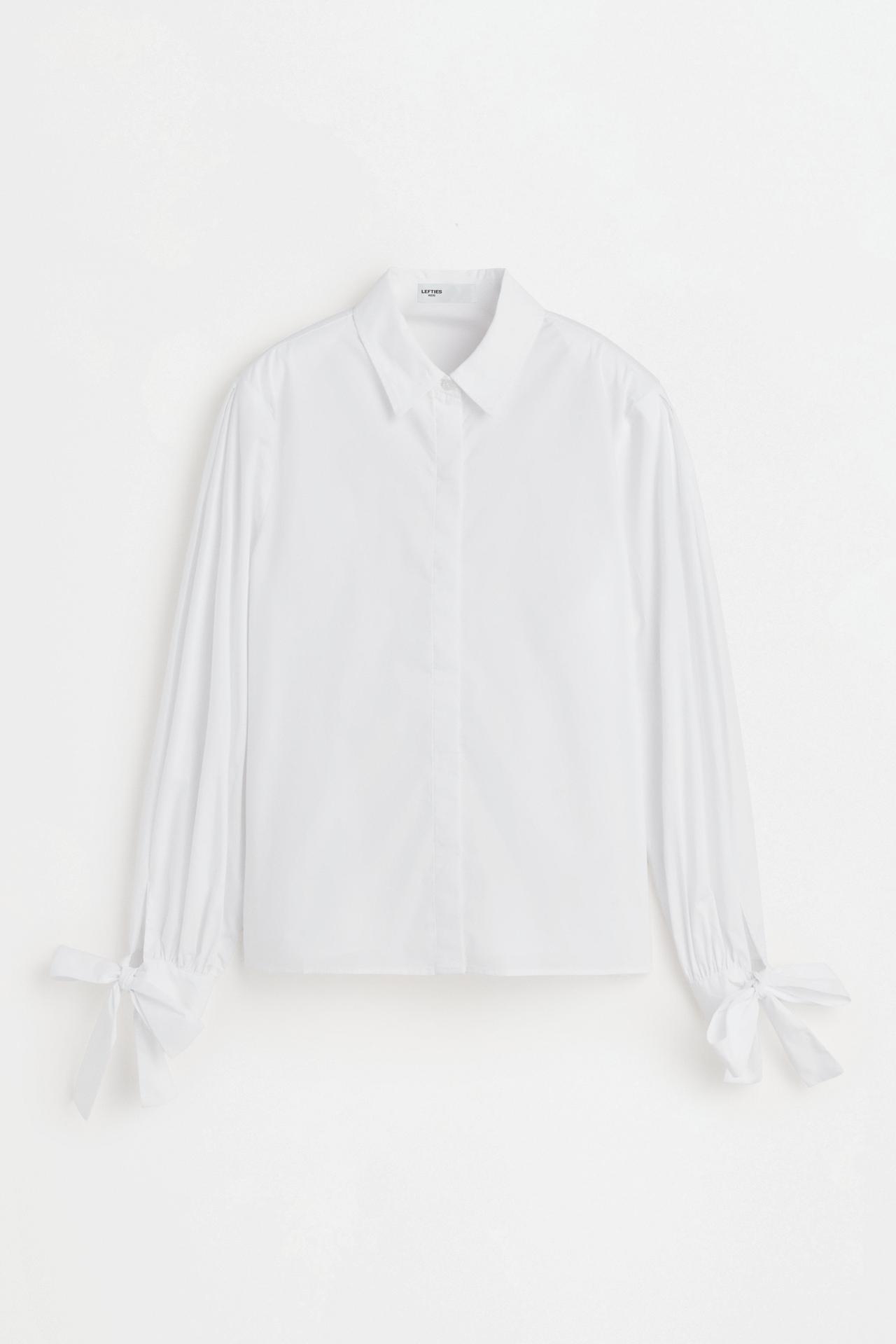 Shirt with tie cuffs — WHITE