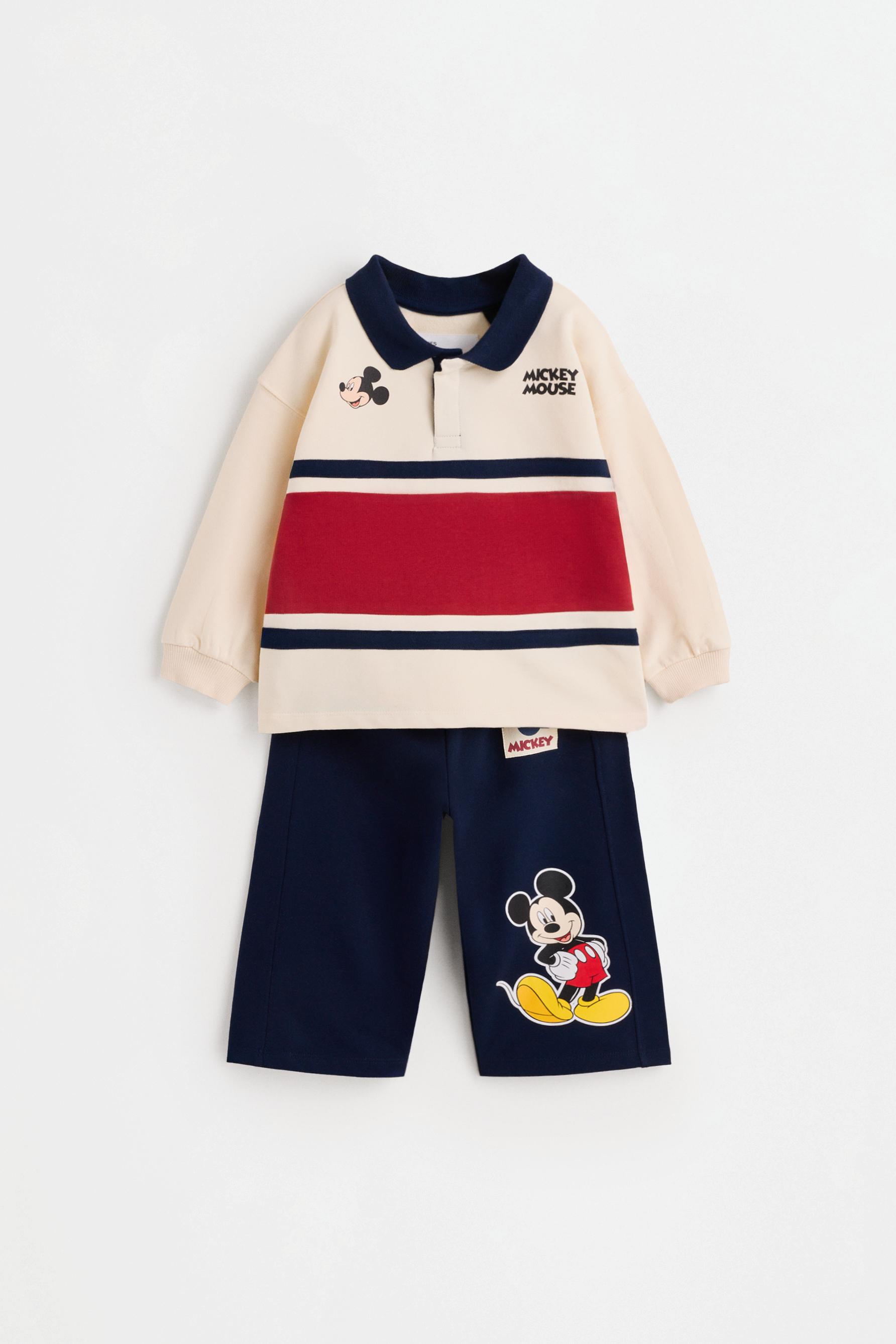 Mickey Mouse ©Disney polo and plush joggers co-ord — ECRU