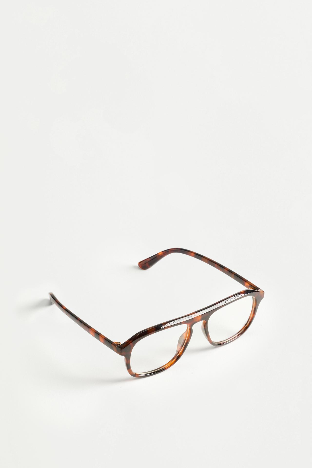 Tortoiseshell effect rectangular glasses — BROWN