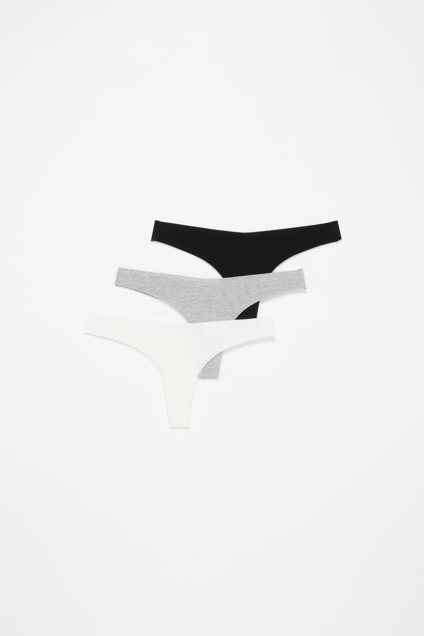 3-pack of cotton thongs — GREY