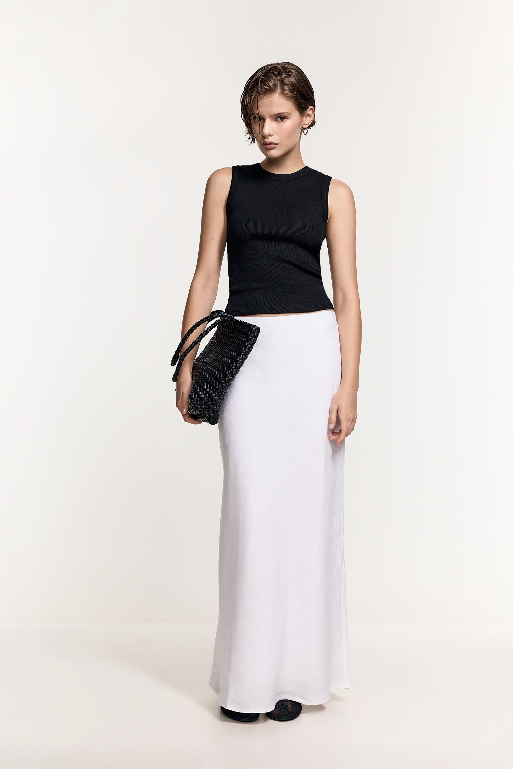 Ribbed racerback top — BLACK