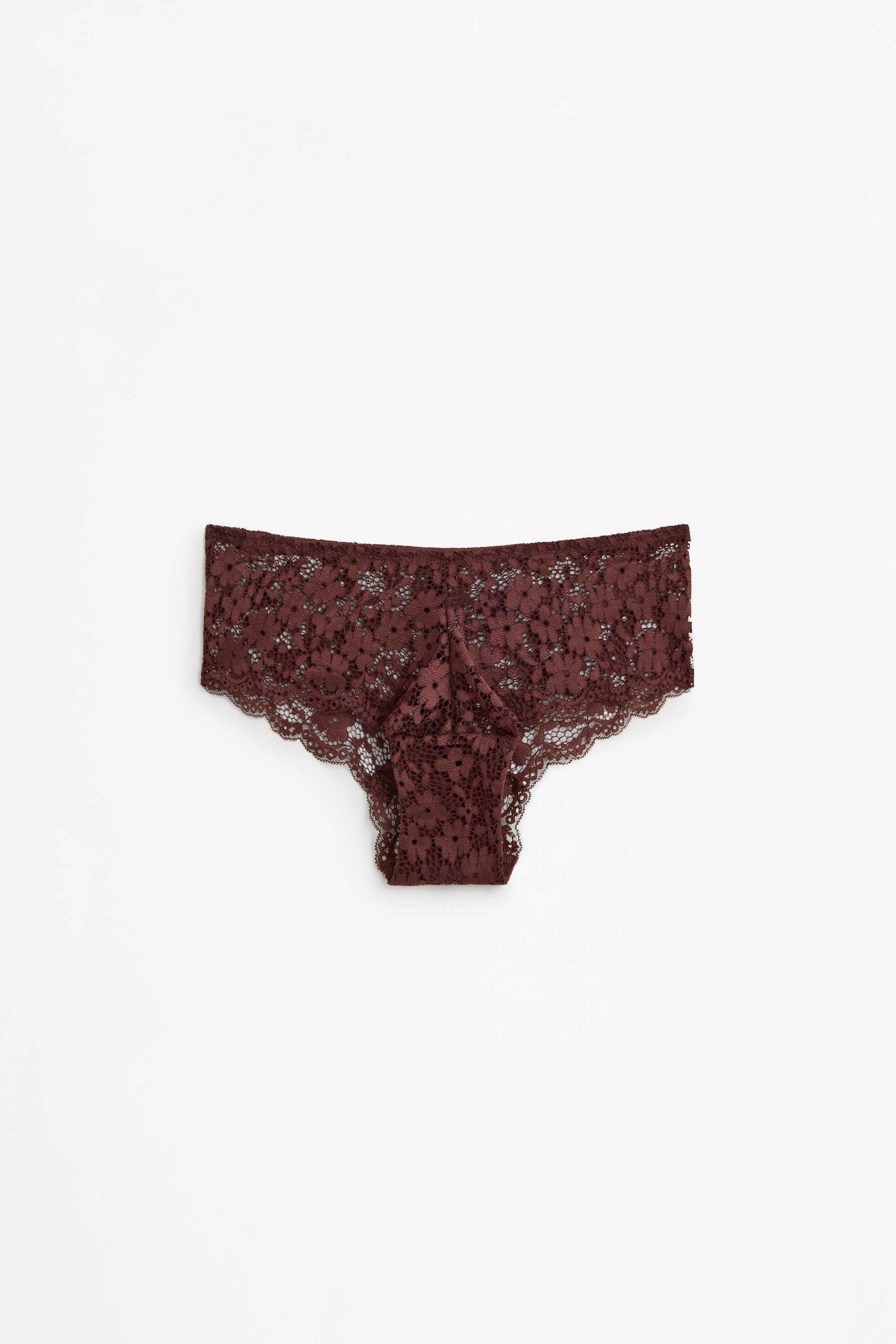 Lace hipster briefs — CHOCOLATE