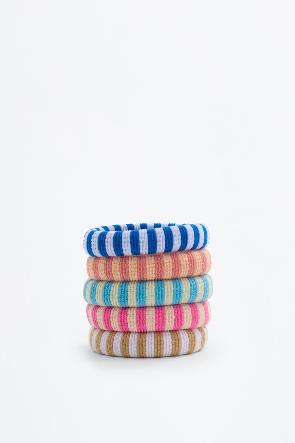 5-pack of striped hair ties