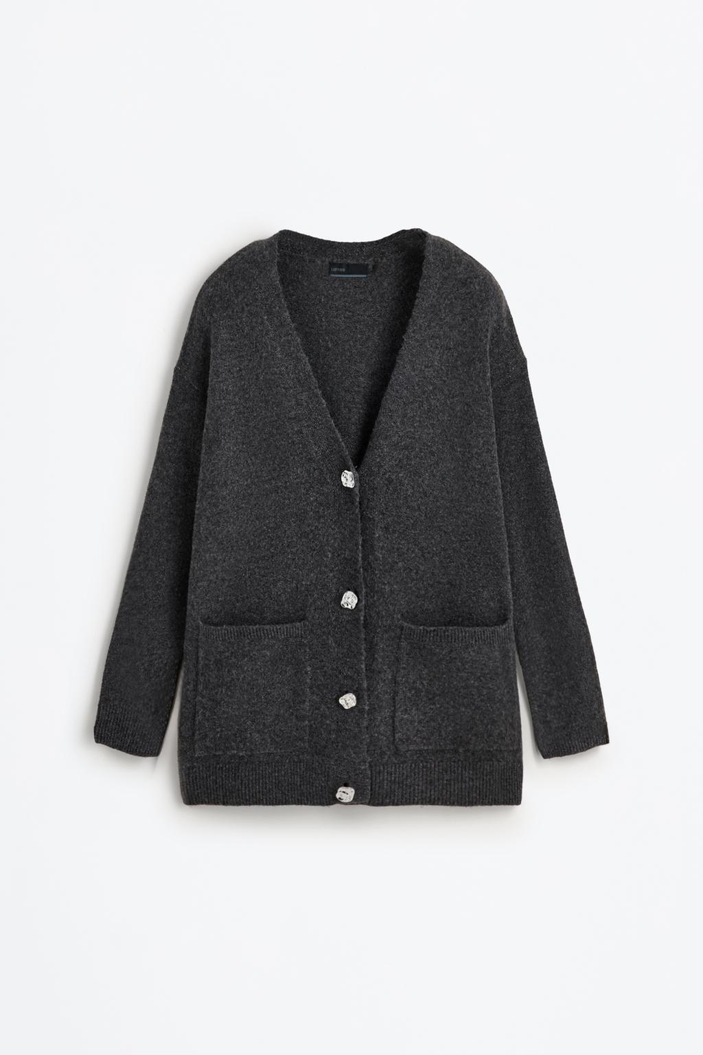 Chaqueta larga hilatura metalizada