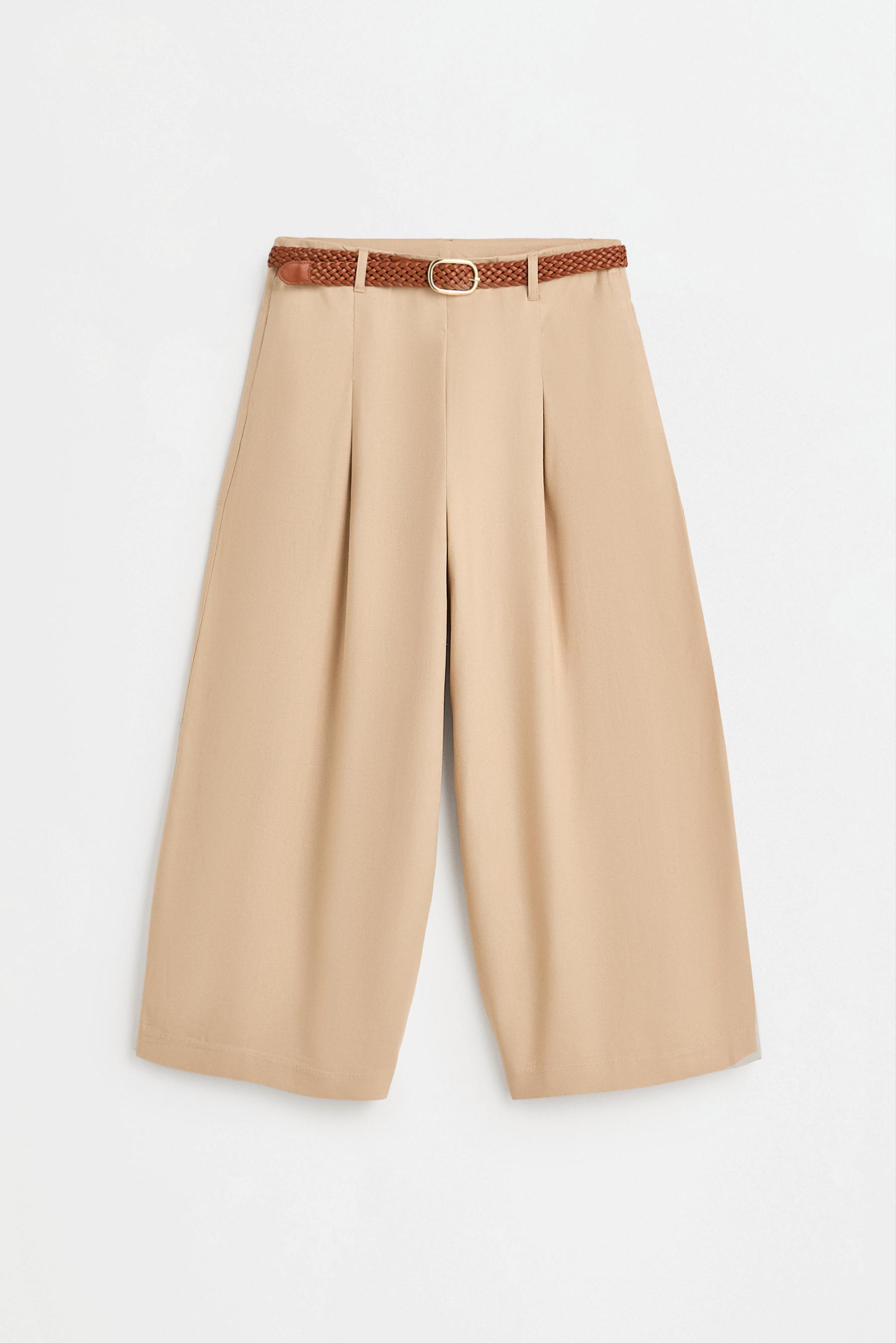 Barrel trousers with belt — CAMEL