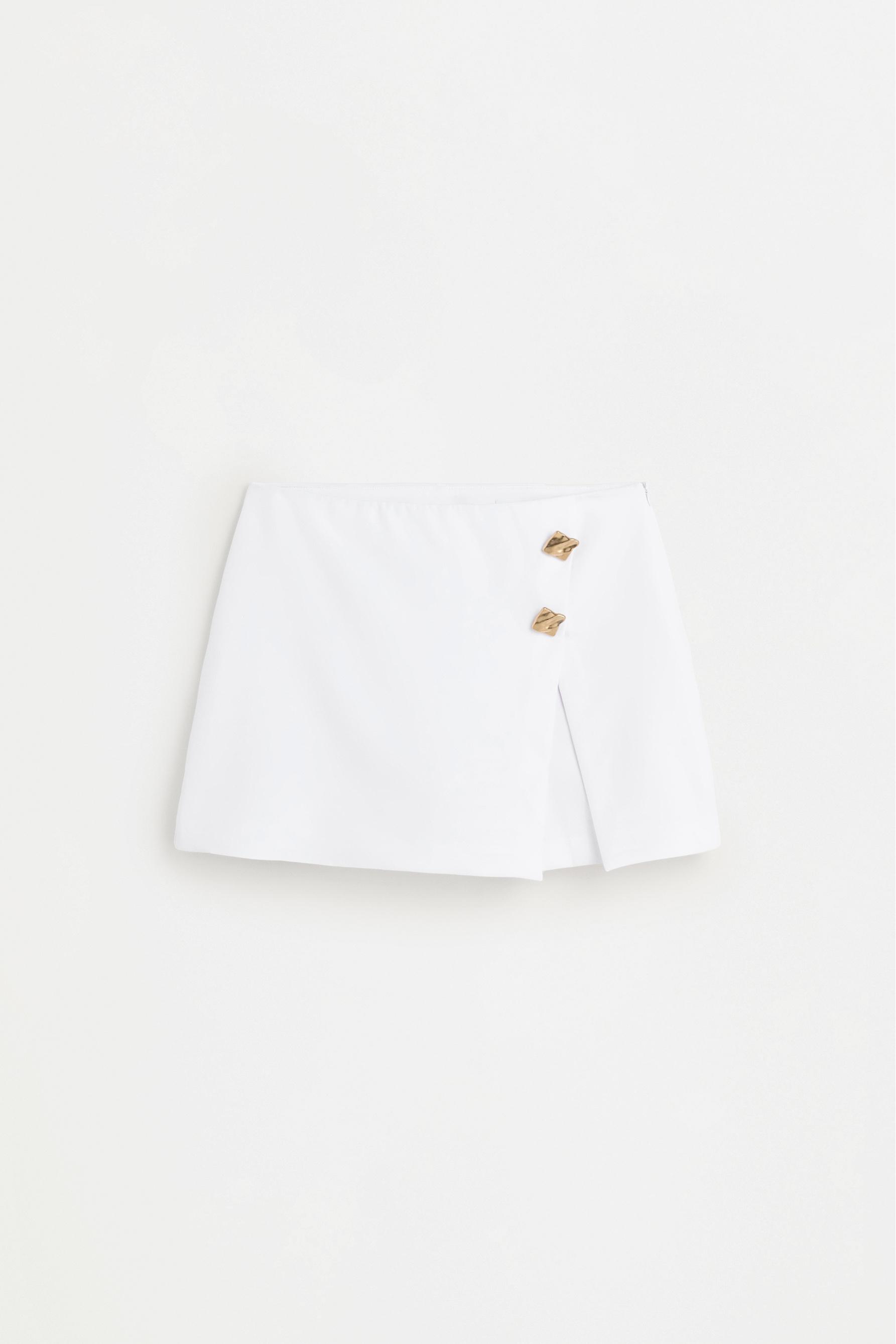 Skort with gold buttons — WHITE