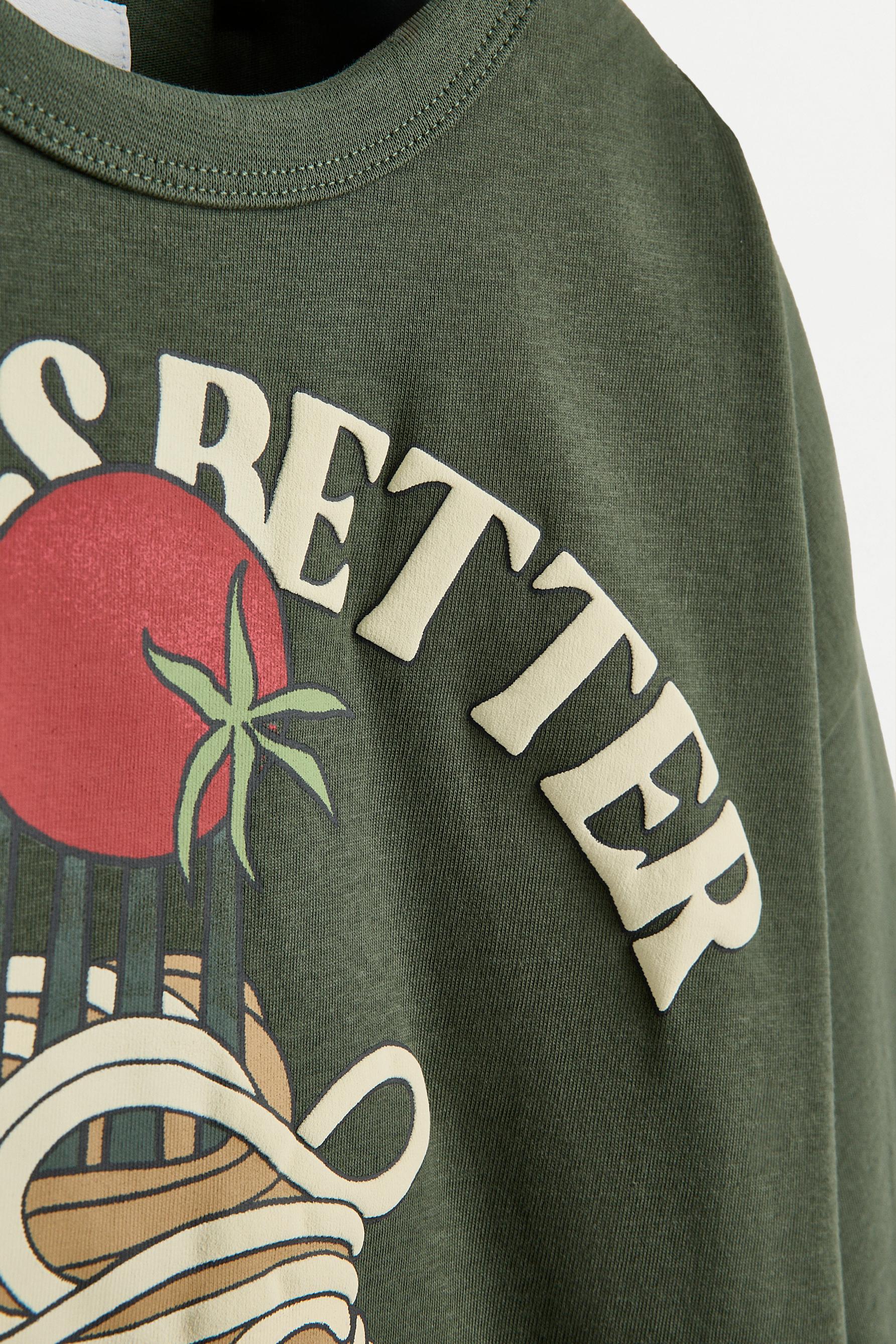 Raised text print T-shirt — EMERALD GREEN