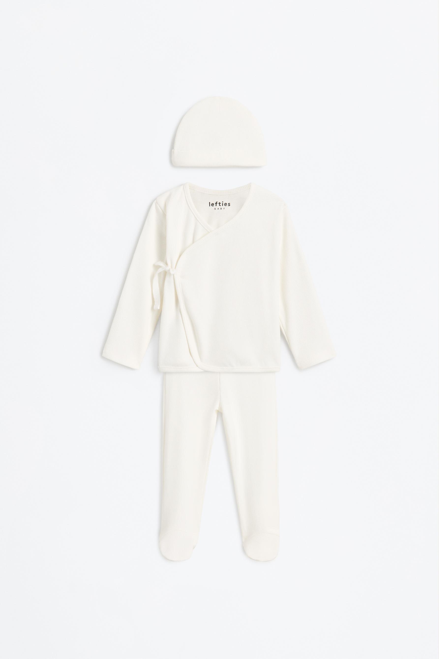 Conjunto de body, polaina y gorrito canalé