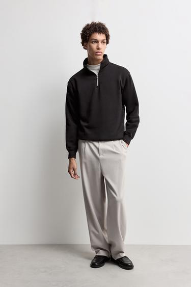 High-neck zip-up sweatshirt — BLACK 2