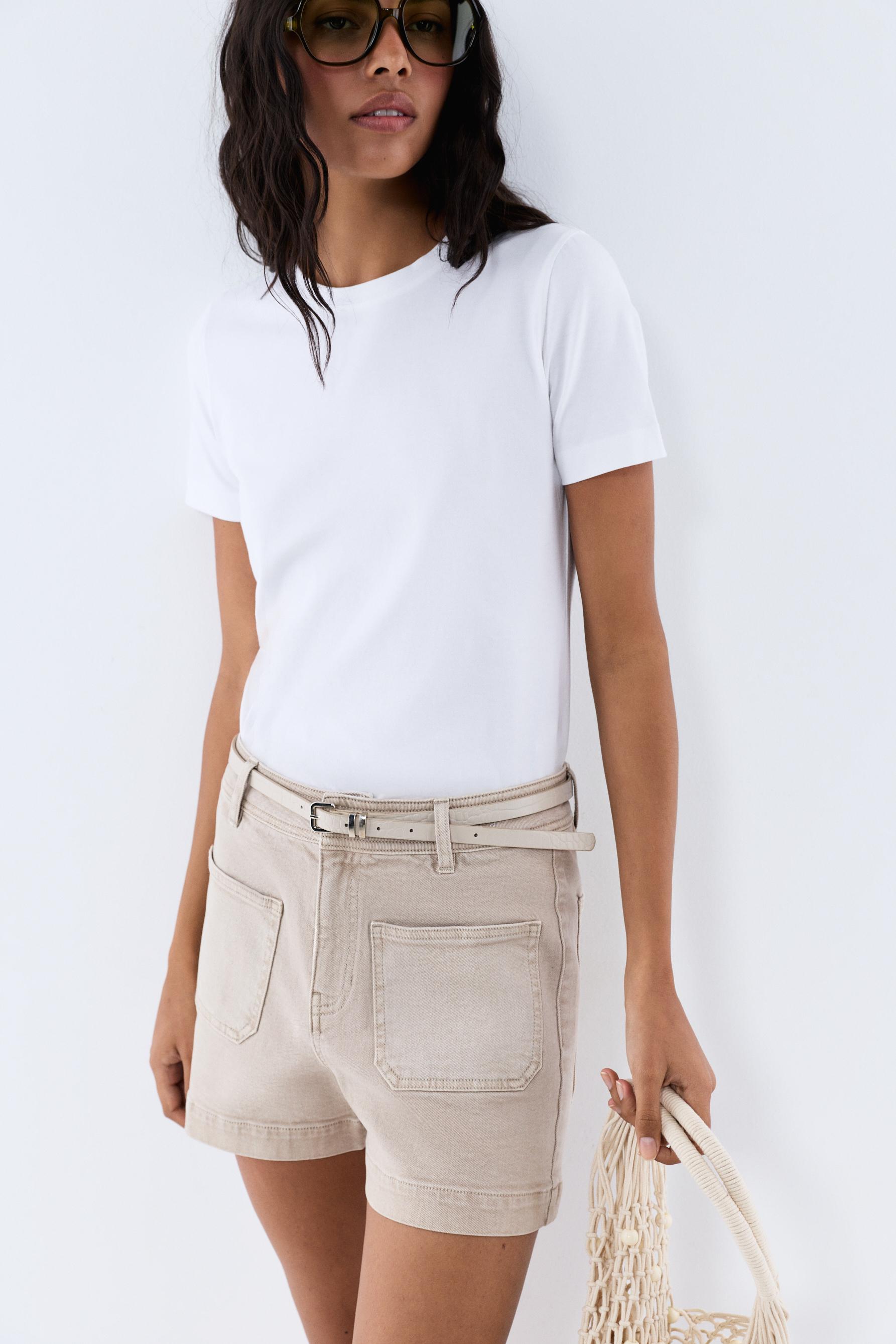 Bermuda shorts with belt — SAND