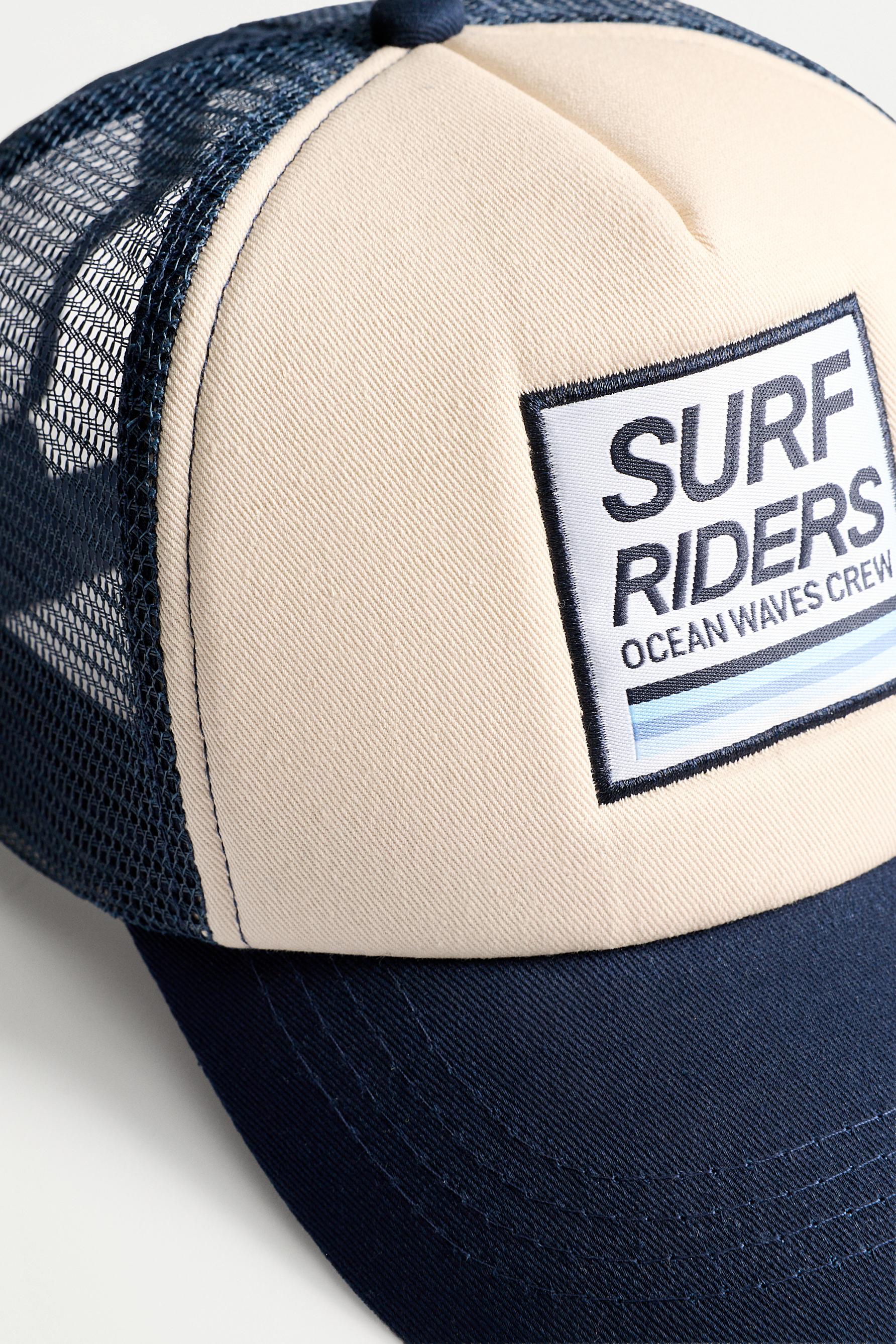 Surf Riders patch cap — ECRU/BLUE