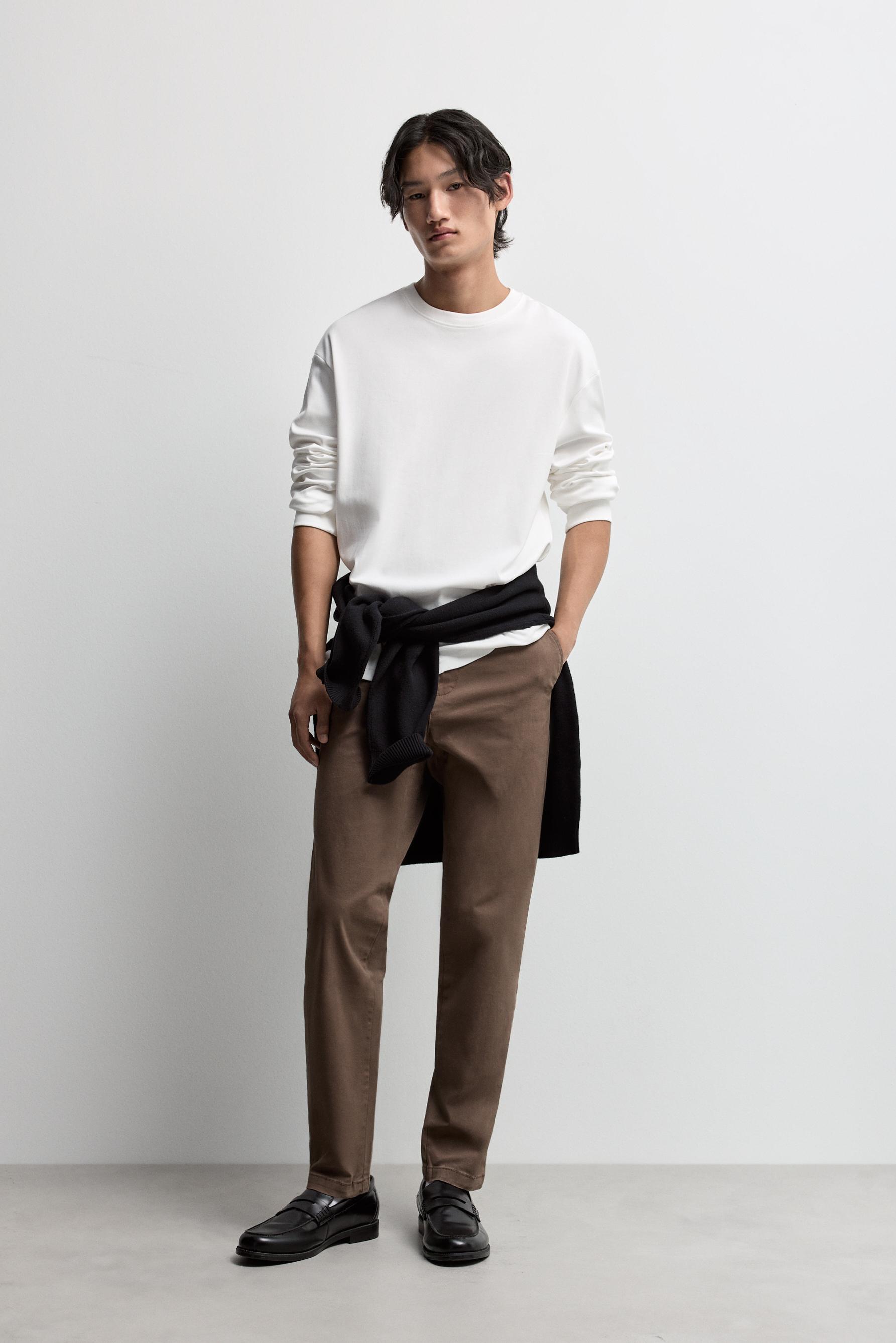 Skinny fit chino trousers — BROWN
