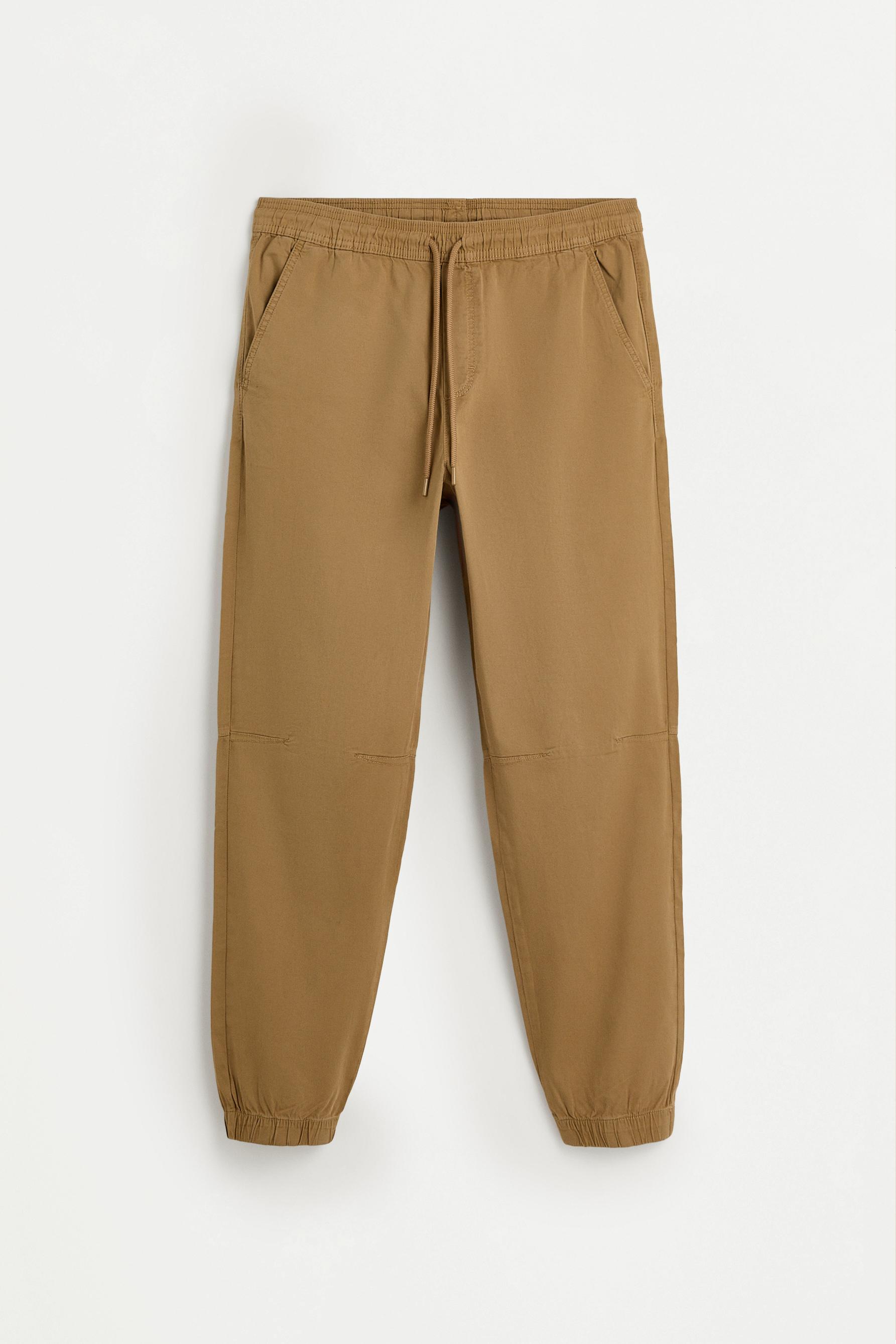 Elastic hem joggers — CAMEL